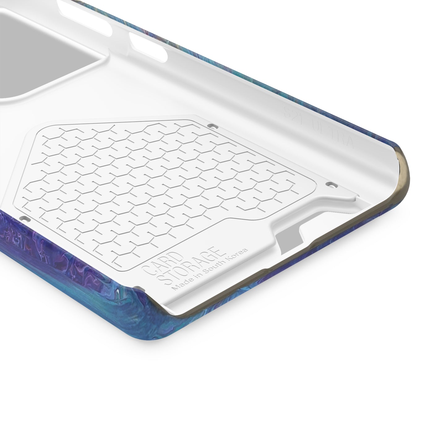 iPhone 13 and Samsung S21, S22 Cases with Card Holder Ft. Abstract Blue Waterfall