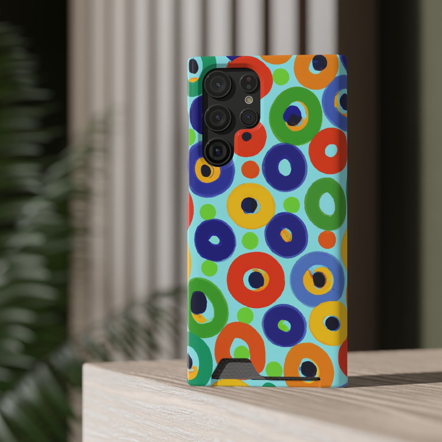 iPhone 13 and Samsung S21, S22 Cases with Card Holder Ft. Vivid Circles