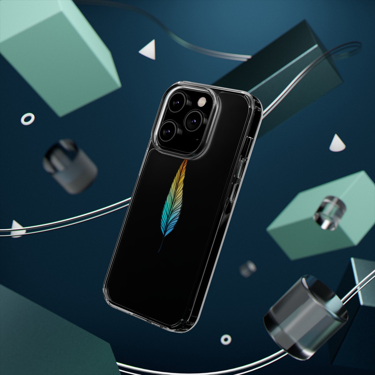 Clear Hard Plastic Phone Case for iPhone 1-14 and Samsung S21-S22 Ft. Single Feather