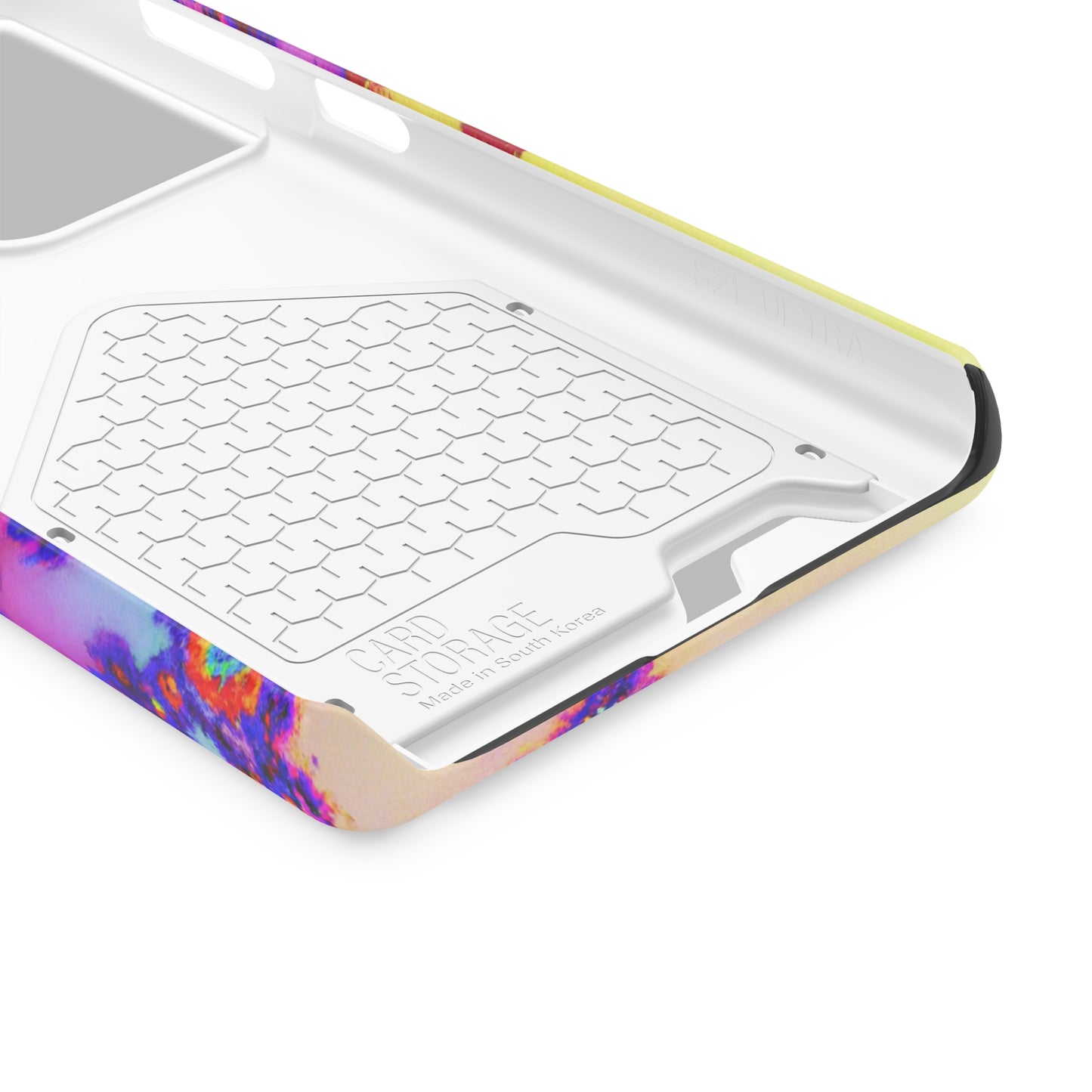 iPhone 13 and Samsung S21, S22 Cases with Card Holder Ft. Tie Dye Fractal