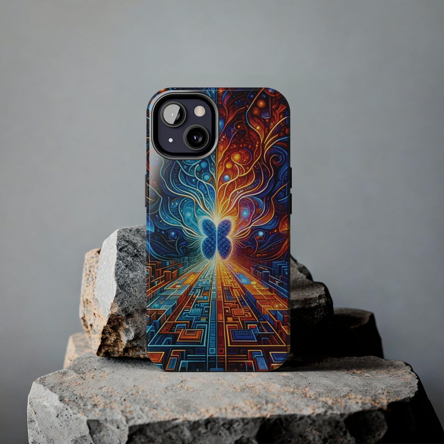 ToughDrop Apple iPhone Case Ft. Cyber Blue Butterfly