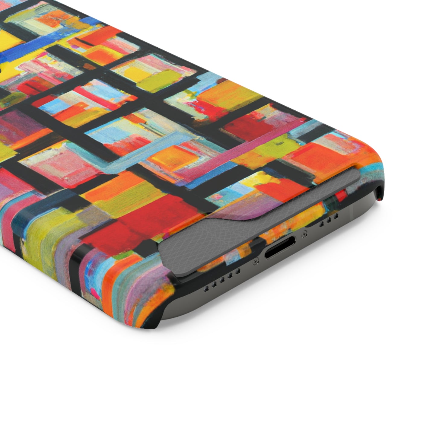 iPhone 13 and Samsung S21, S22 Cases with Card Holder Ft Abstract Bricks