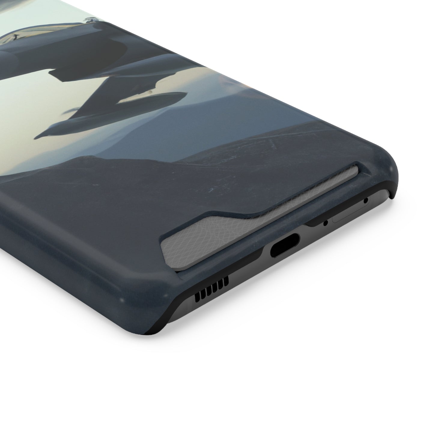 iPhone 13 and Samsung S21, S22 Cases with Card Holder Ft. Fighter Jet