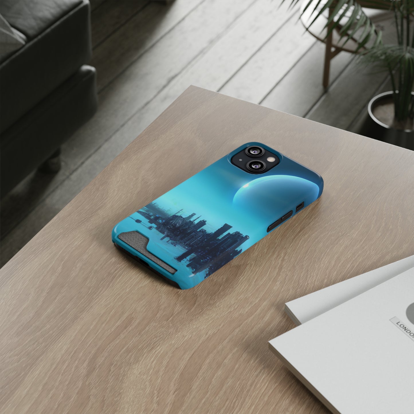 iPhone 13 and Samsung S21, S22 Cases with Card Holder Ft. Alien City