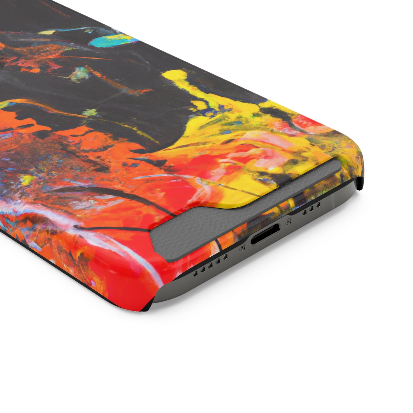 iPhone 13 and Samsung S21, S22 Cases with Card Holder Ft. Abstract Orange
