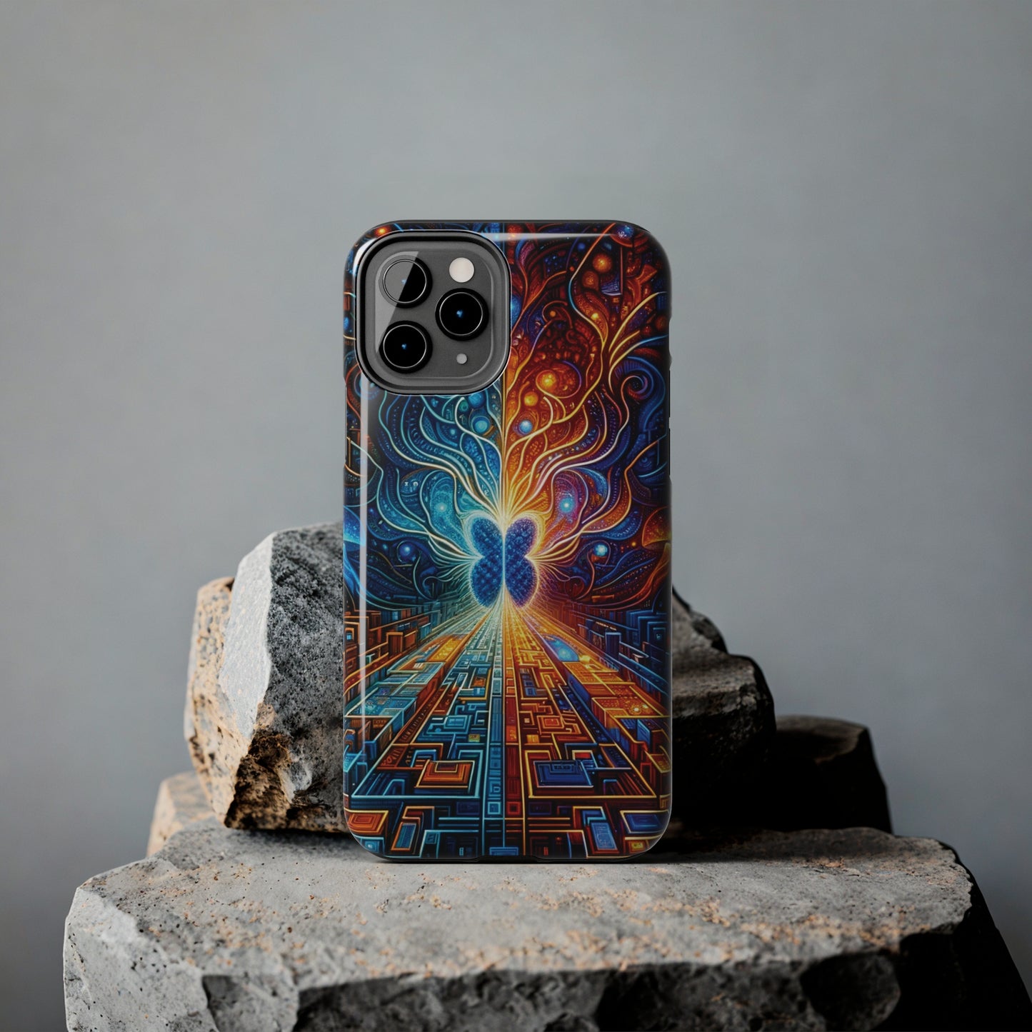 ToughDrop Apple iPhone Case Ft. Cyber Blue Butterfly