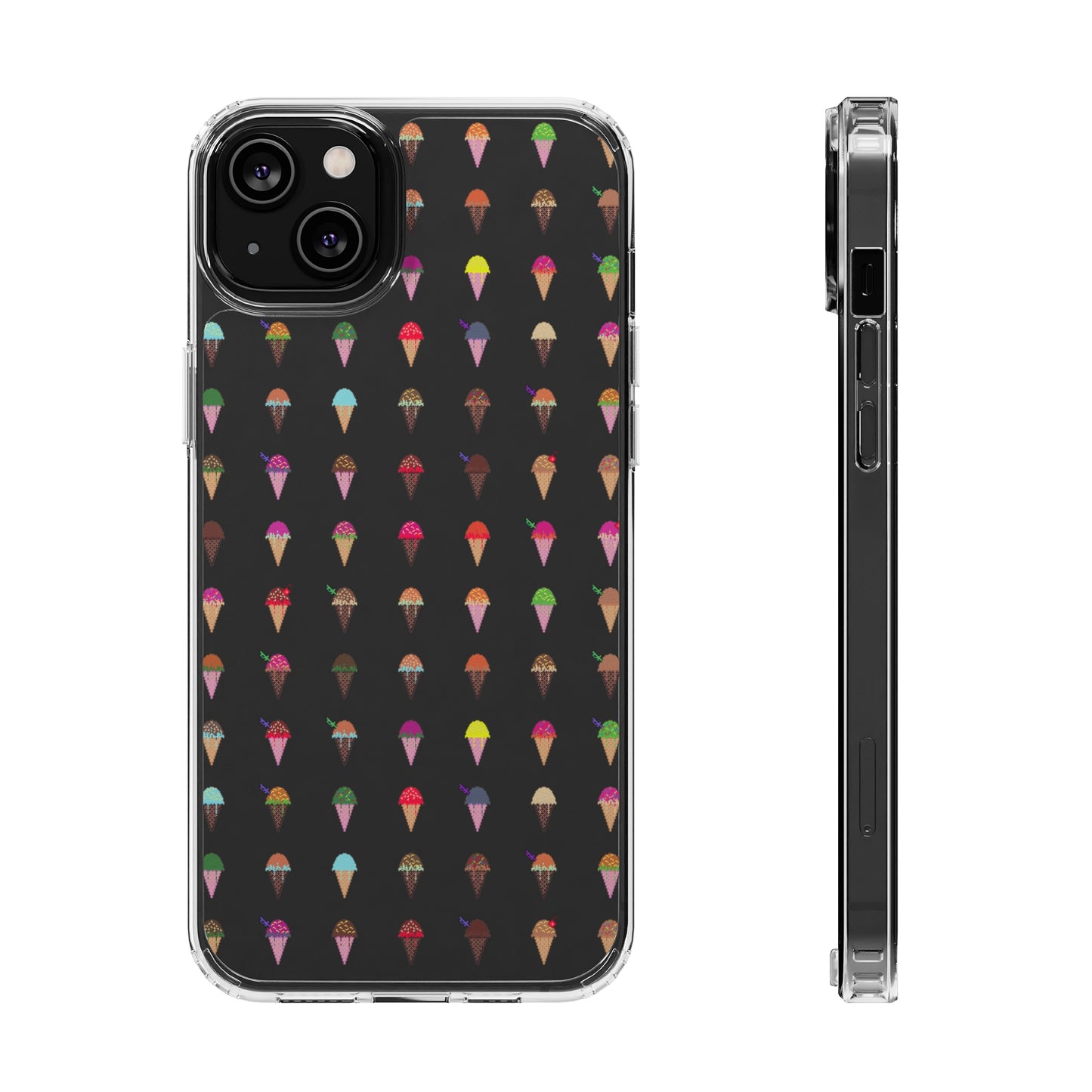 Clear Hard Case for iPhone 1-14 and Samsung S21-S22, Featuring Pixel Cones