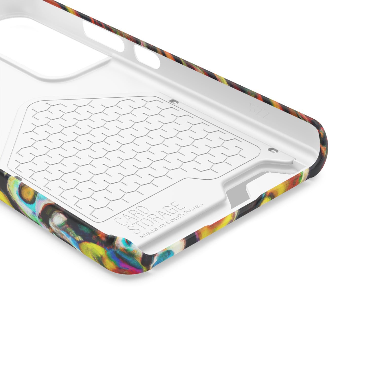 iPhone 13 and Samsung S21, S22 Cases with Card Holder Ft. Abstract Molecule