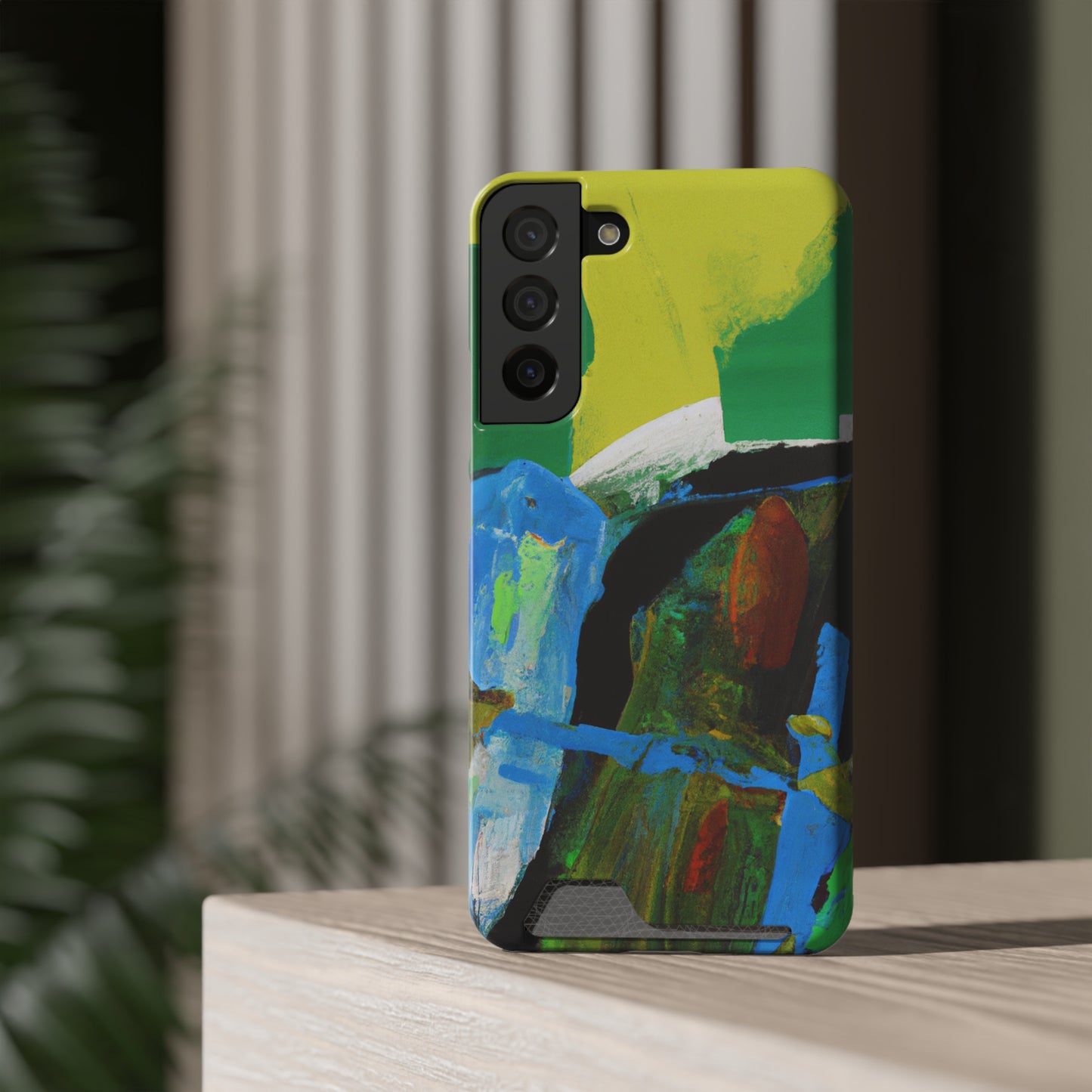 iPhone 13 and Samsung S21, S22 Cases with Card Holder Ft. Abstract River