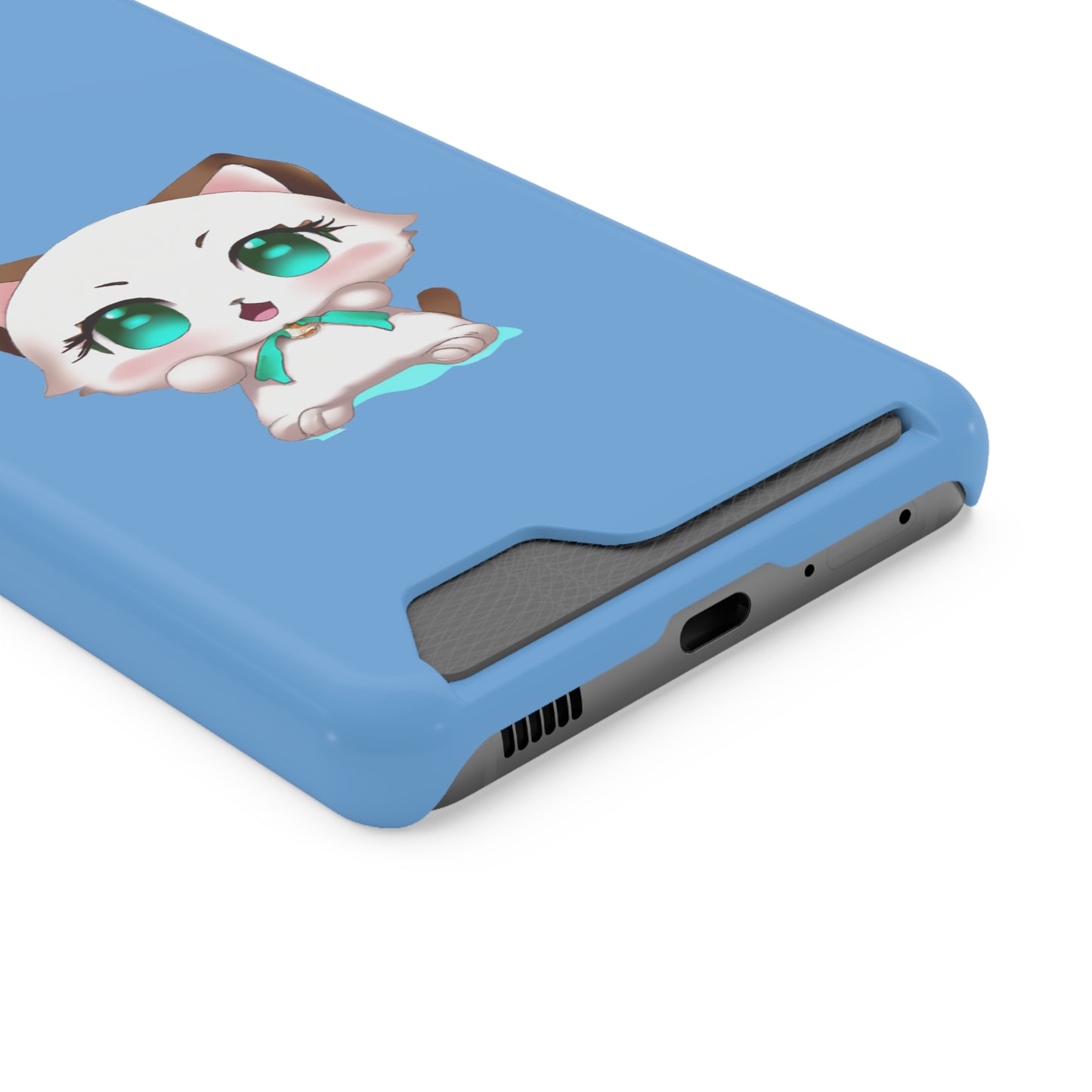 iPhone 13 and Samsung S21, S22 Cases with Card Holder Ft. Cute Kitty