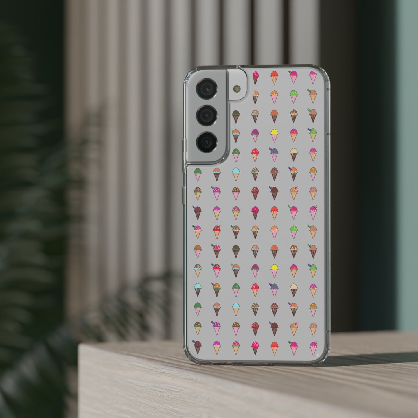 Clear Hard Case for iPhone 1-14 and Samsung S21-S22, Featuring Pixel Cones