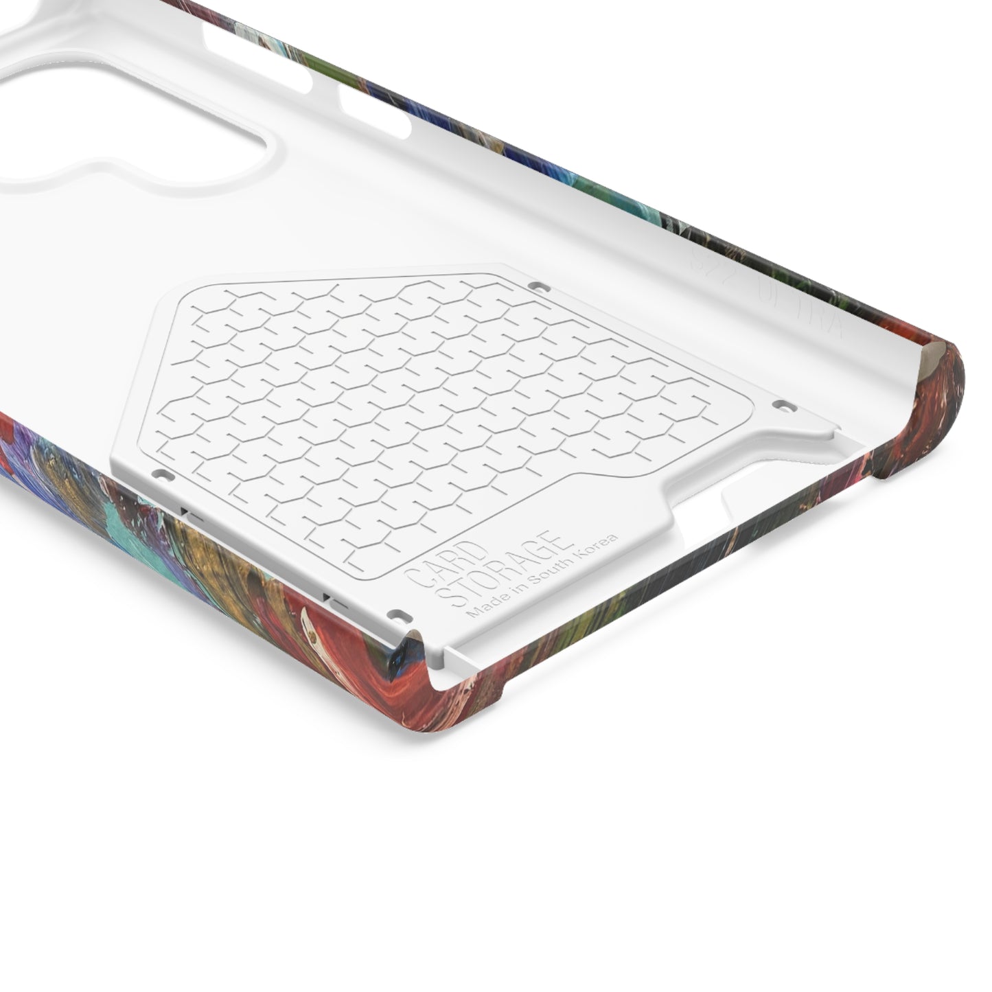 iPhone 13 and Samsung S21, S22 Cases with Card Holder Ft. Abstract Acrylic Feathers