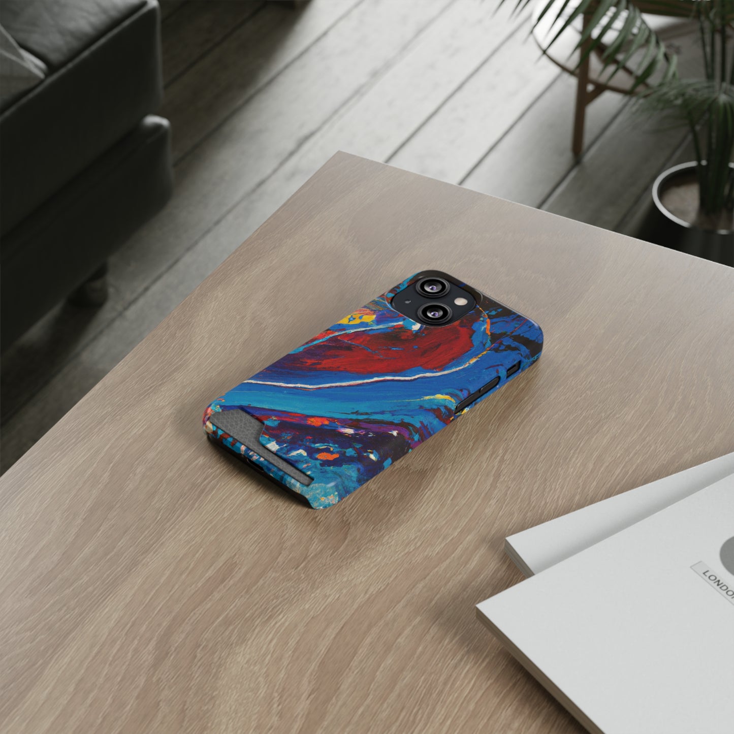 iPhone 13 and Samsung S21, S22 Cases with Card Holder Ft. Abstract Wave