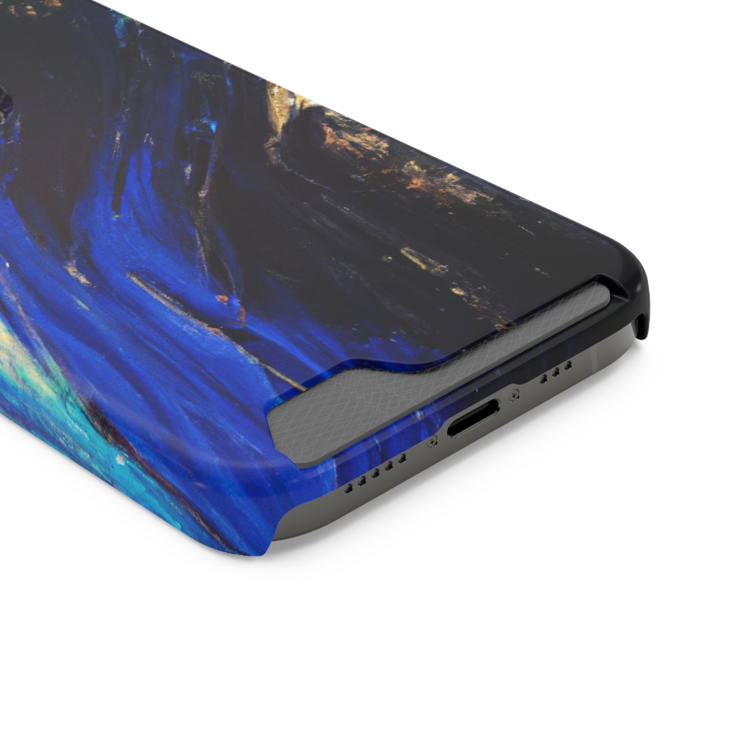 iPhone 13 and Samsung S21, S22 Cases with Card Holder Ft. Acrylic Blue Gold