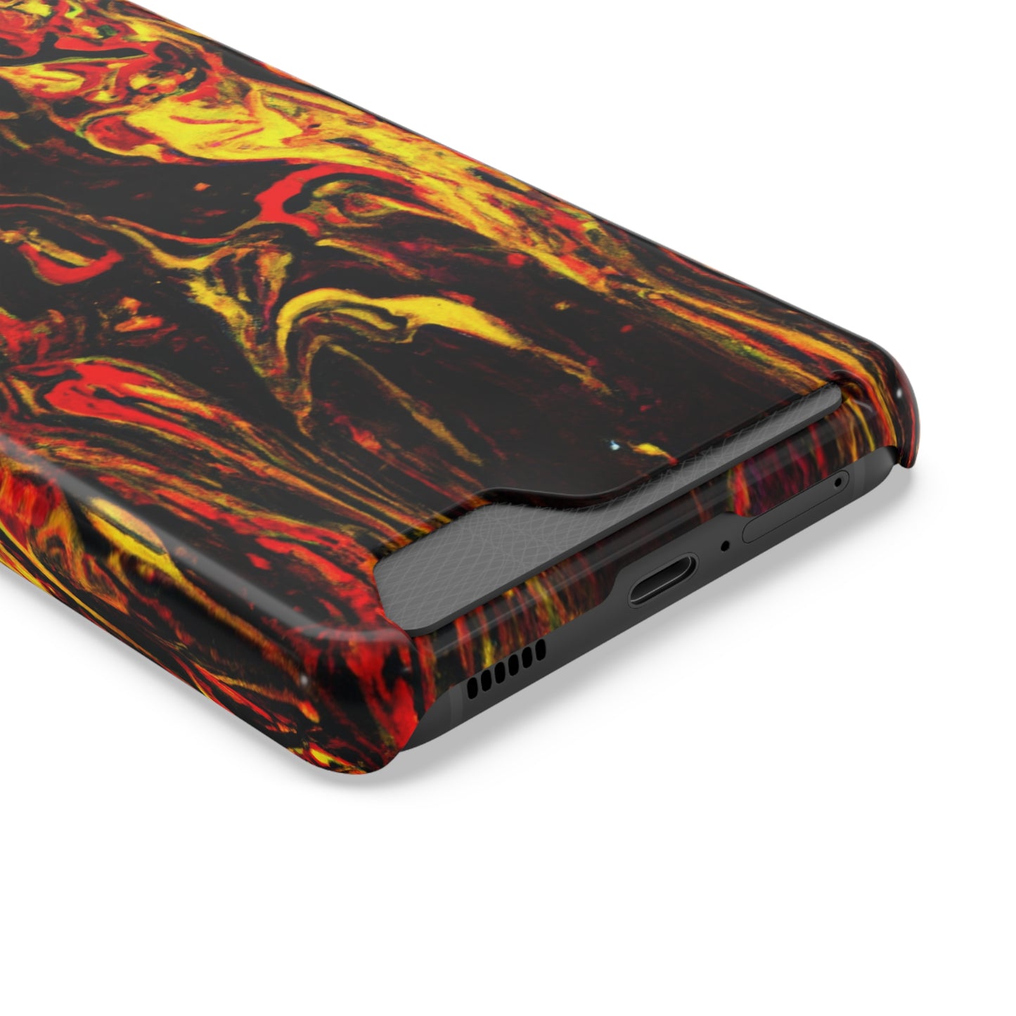 iPhone 13 and Samsung S21, S22 Cases with Card Holder Ft. Abstract Black and Yellow