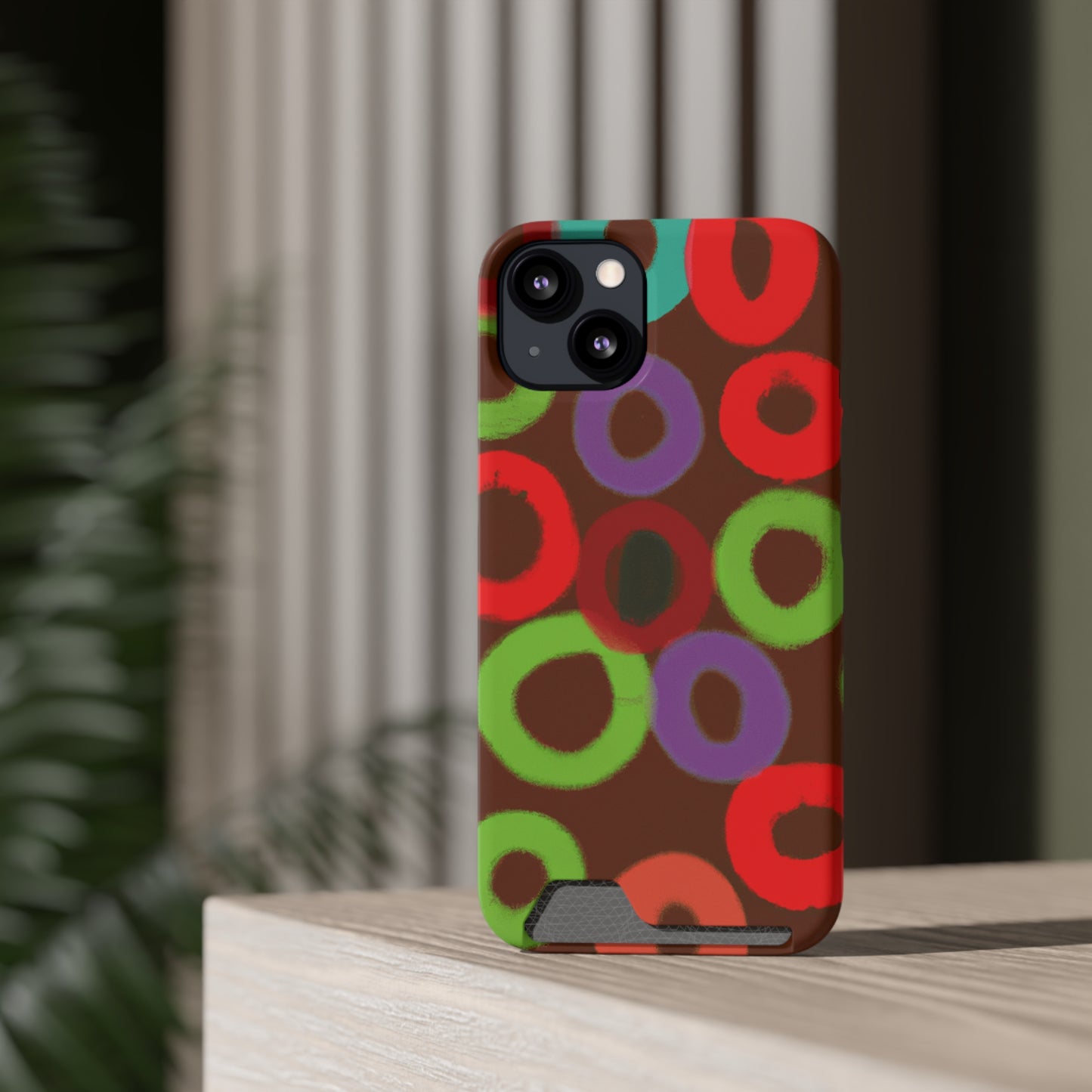 iPhone 13 and Samsung S21, S22 Cases with Card Holder Ft. Fruity Circles