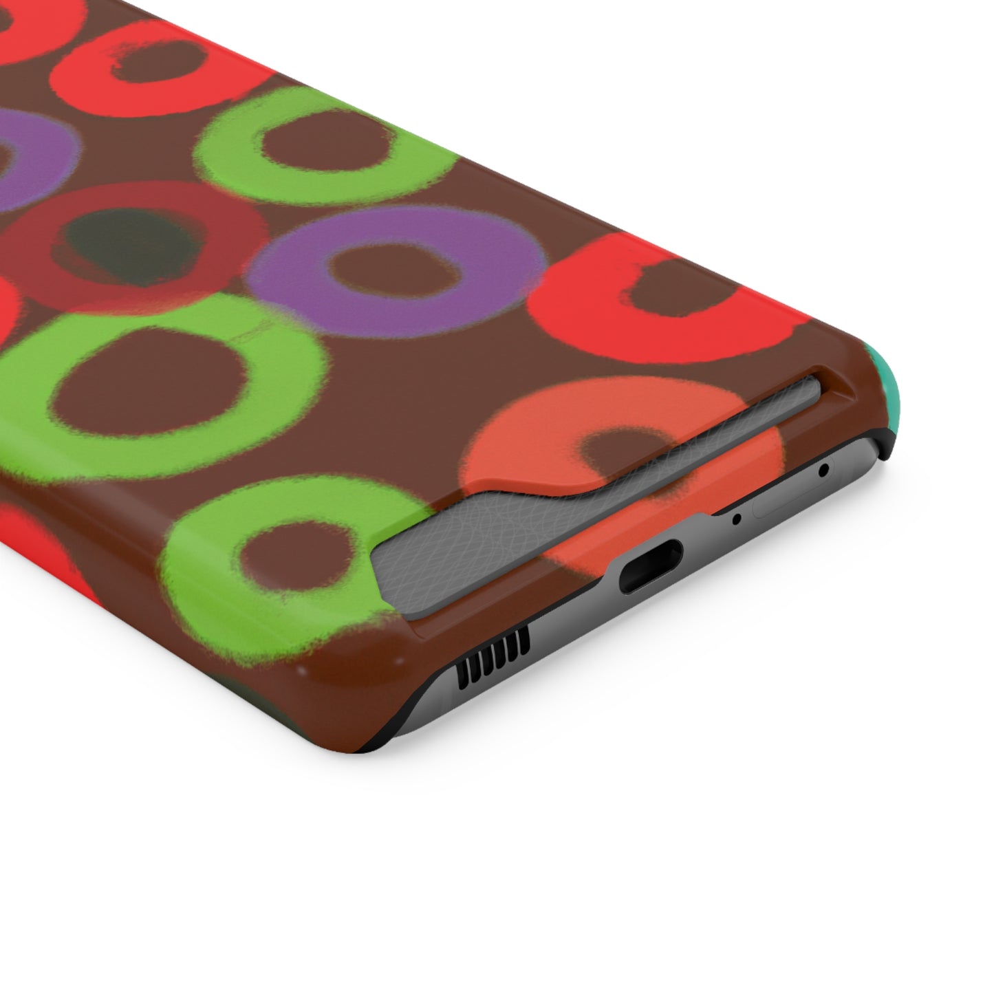 iPhone 13 and Samsung S21, S22 Cases with Card Holder Ft. Fruity Circles
