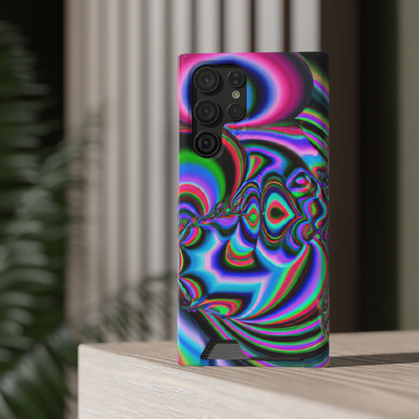iPhone 13 and Samsung S21, S22 Cases with Card Holder Ft. Abstract Time