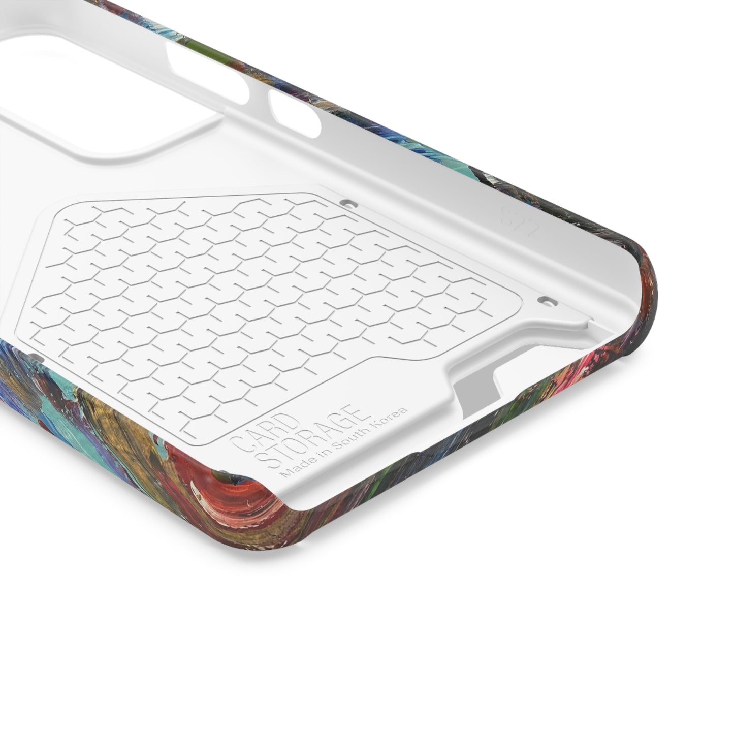 iPhone 13 and Samsung S21, S22 Cases with Card Holder Ft. Abstract Acrylic Feathers