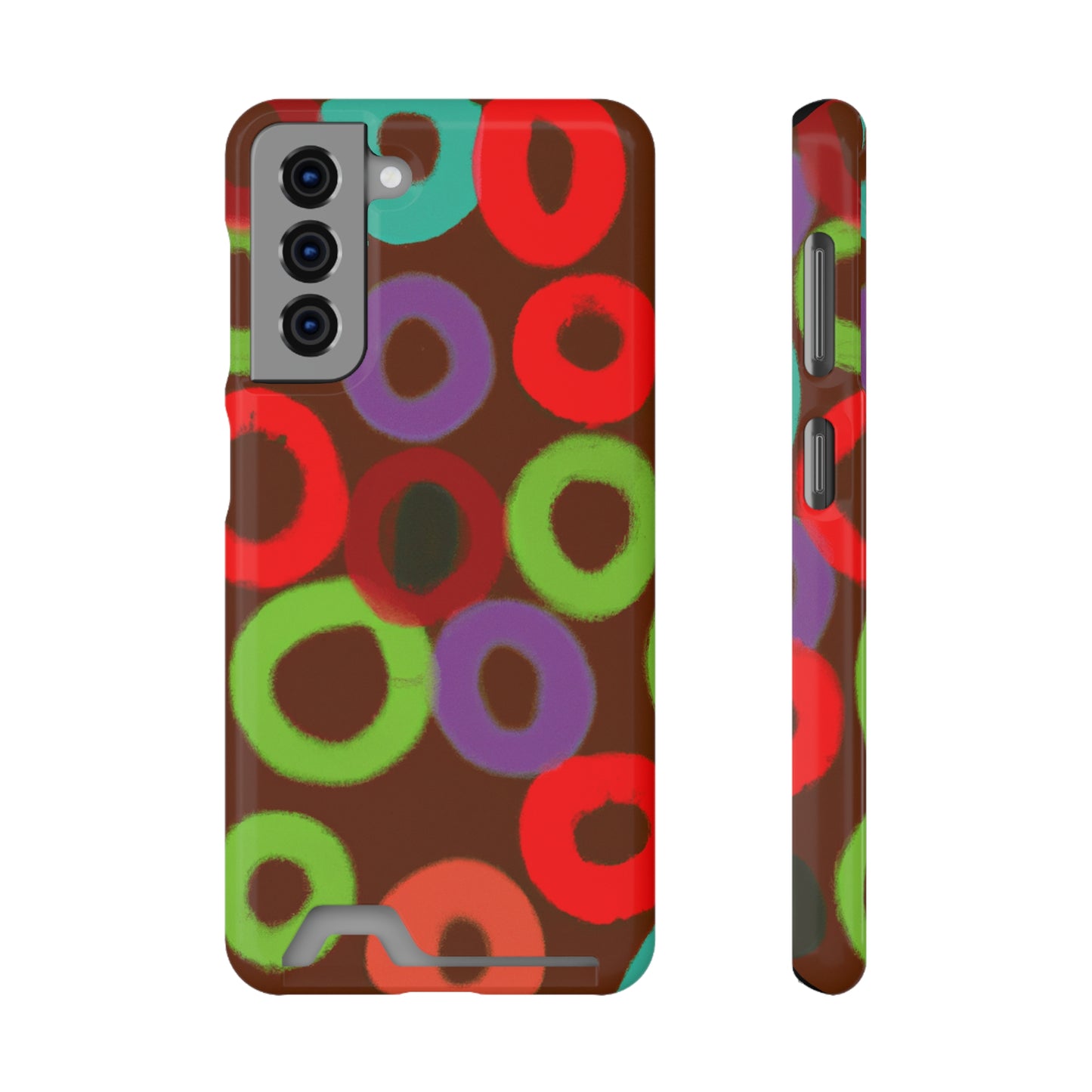 iPhone 13 and Samsung S21, S22 Cases with Card Holder Ft. Fruity Circles