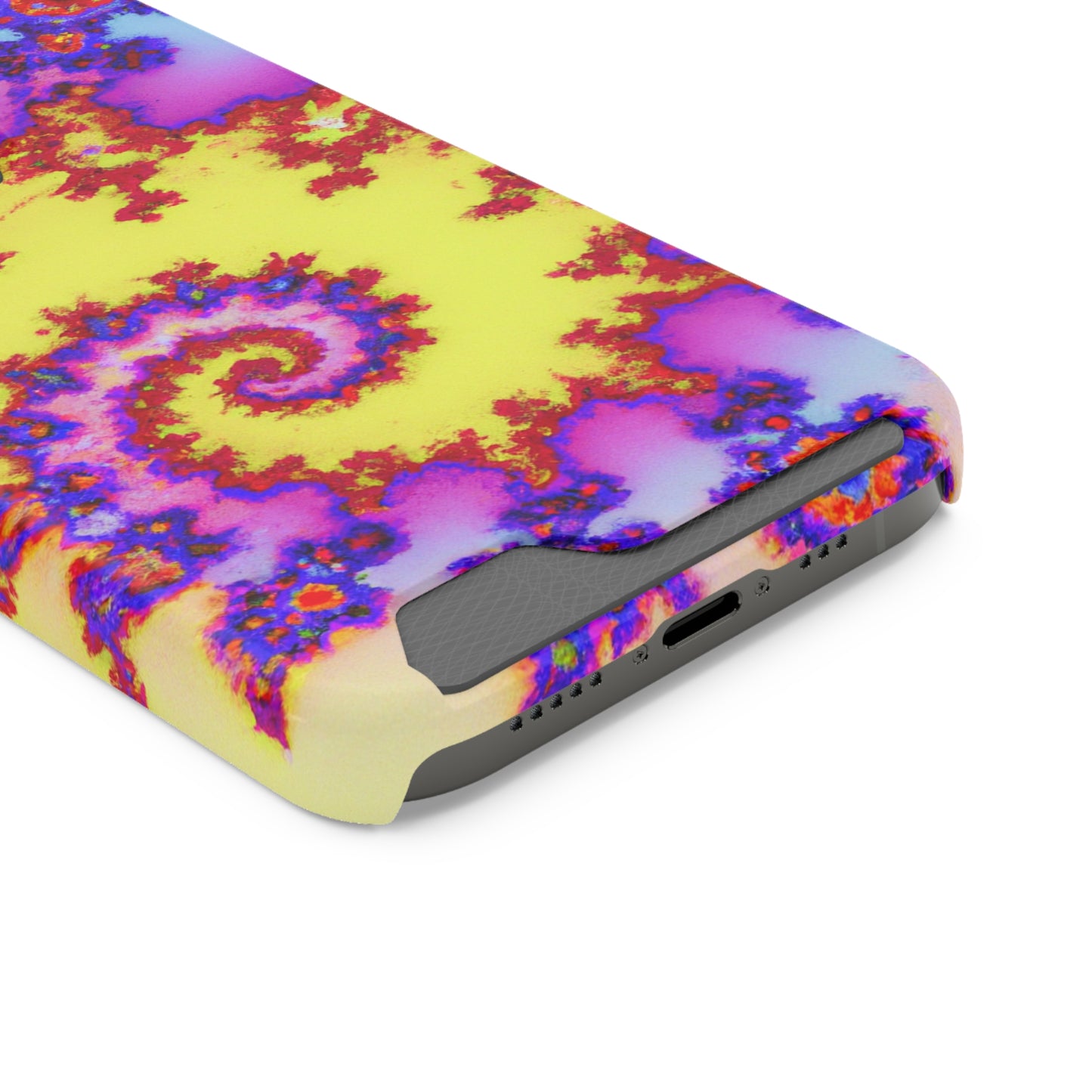 iPhone 13 and Samsung S21, S22 Cases with Card Holder Ft. Tie Dye Fractal