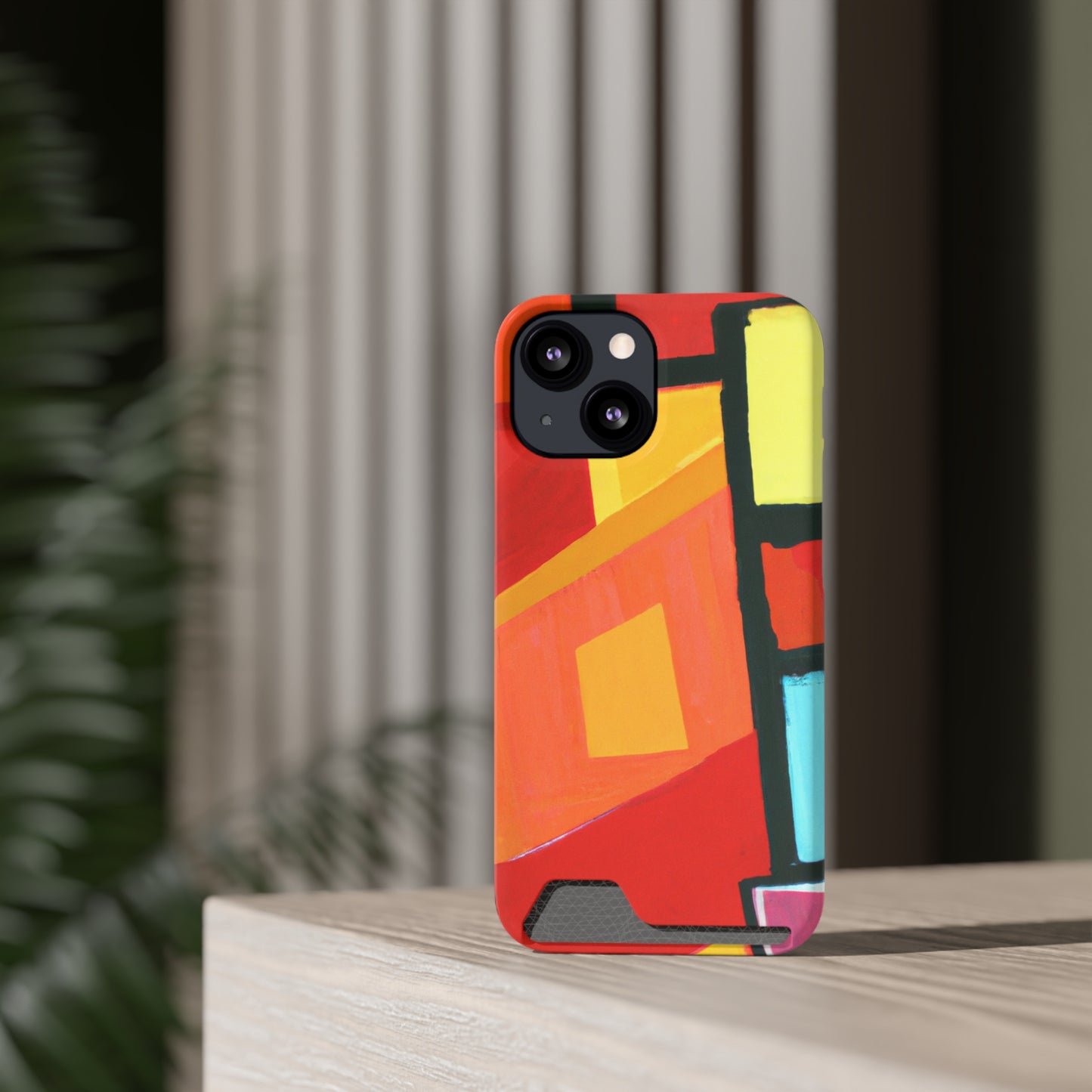 iPhone 13 and Samsung S21, S22 Cases with Card Holder Ft Abstract Panes