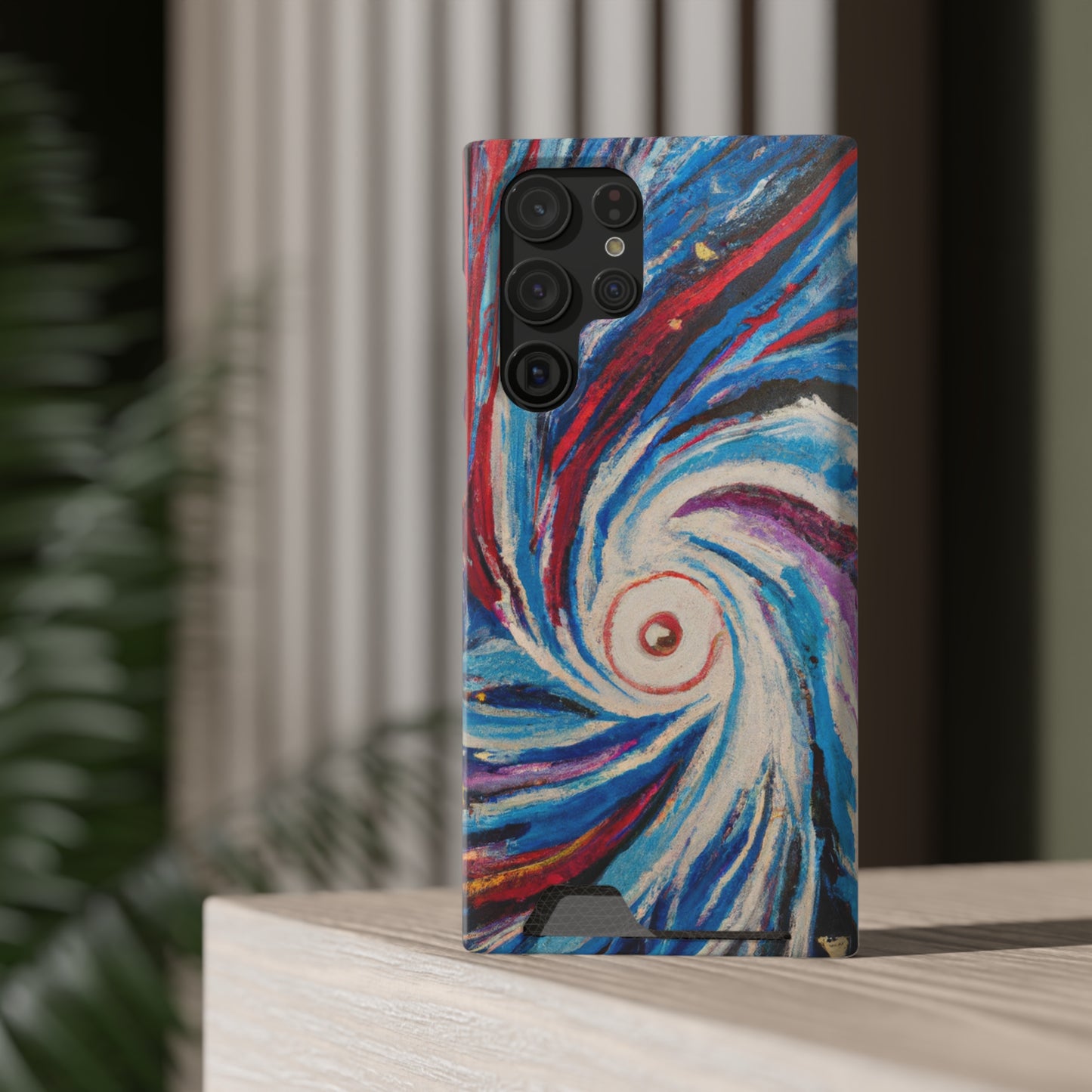 iPhone 13 and Samsung S21, S22 Cases with Card Holder Ft. Abstract Vortex