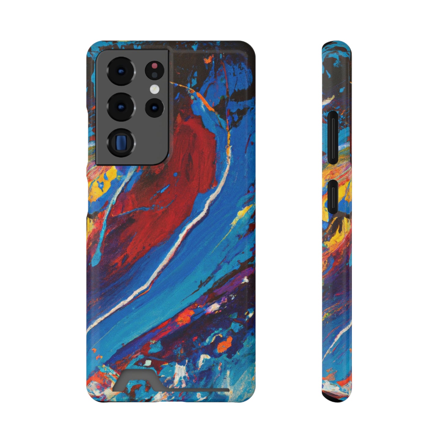 iPhone 13 and Samsung S21, S22 Cases with Card Holder Ft. Abstract Wave