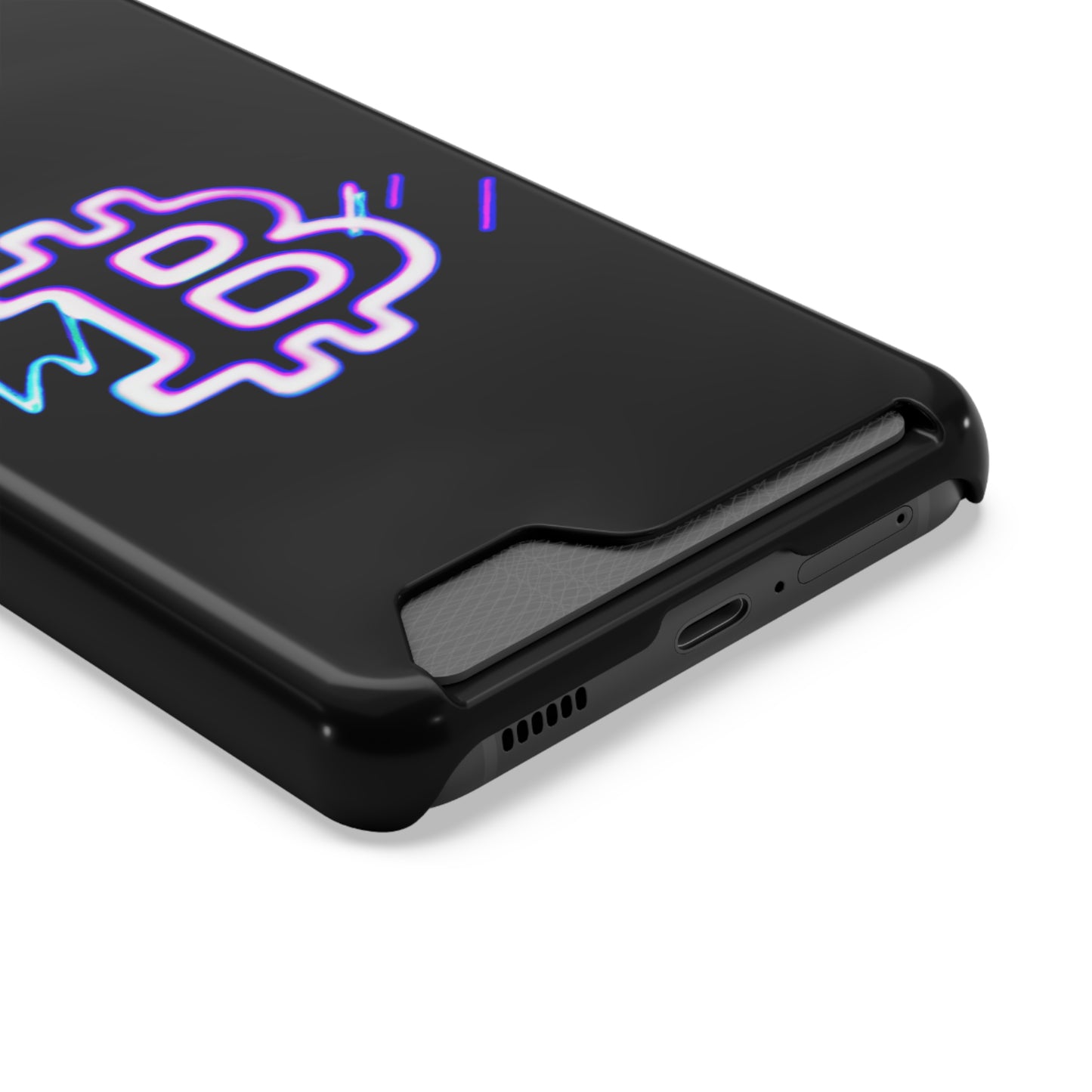 iPhone 13 and Samsung S21, S22 Cases with Card Holder Ft. Synthwave Bitcoin Symbol