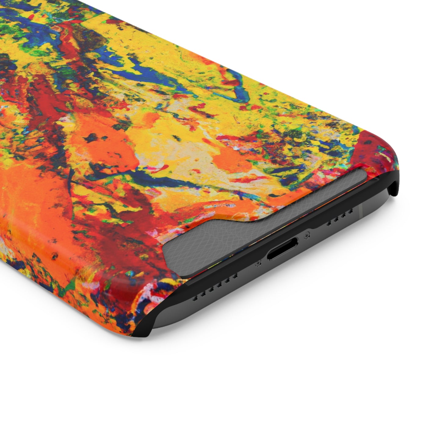 iPhone or Samsung Case with Card Holder Ft. Abstract Yellow Orange