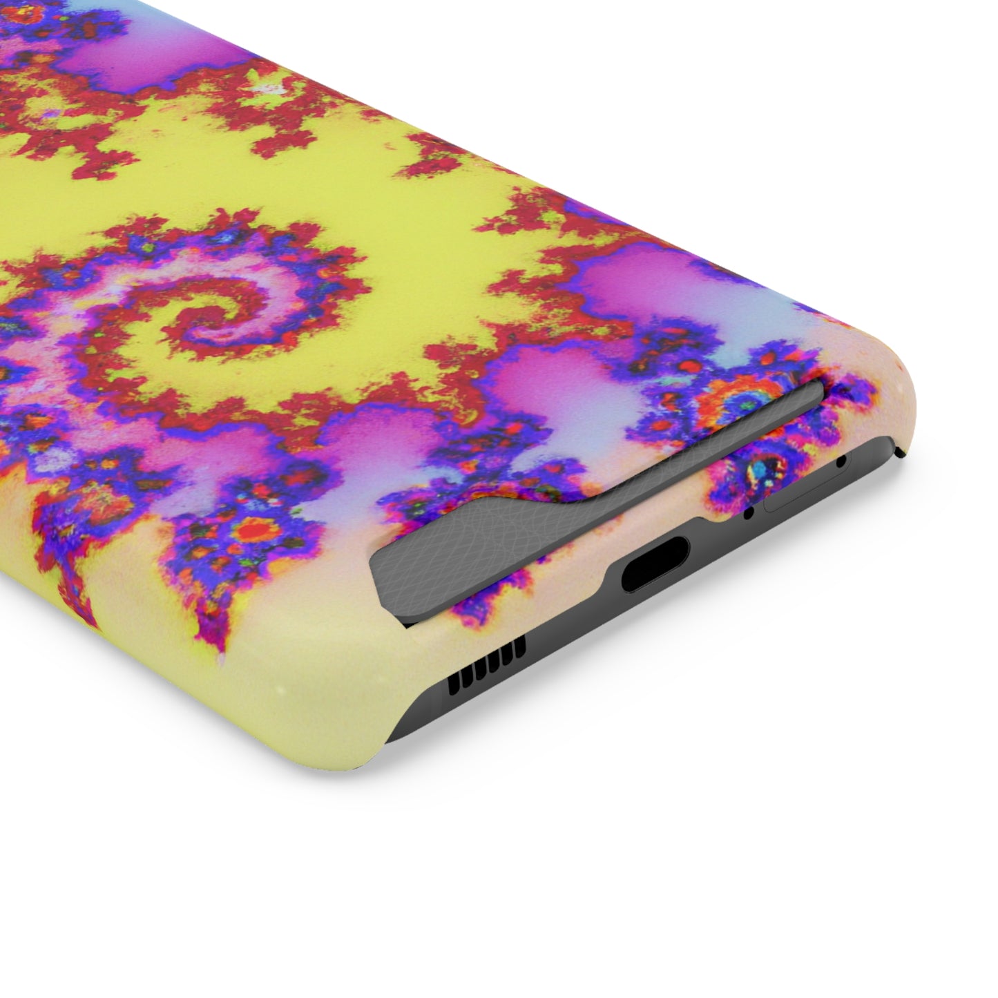 iPhone 13 and Samsung S21, S22 Cases with Card Holder Ft. Tie Dye Fractal