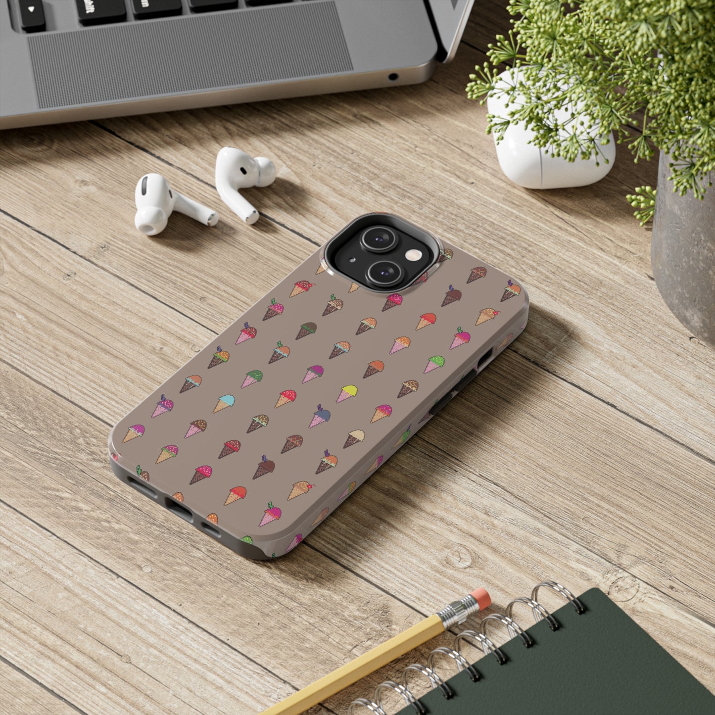 Tough Apple iPhone Case Ft. Pixel Ice Cream Cones