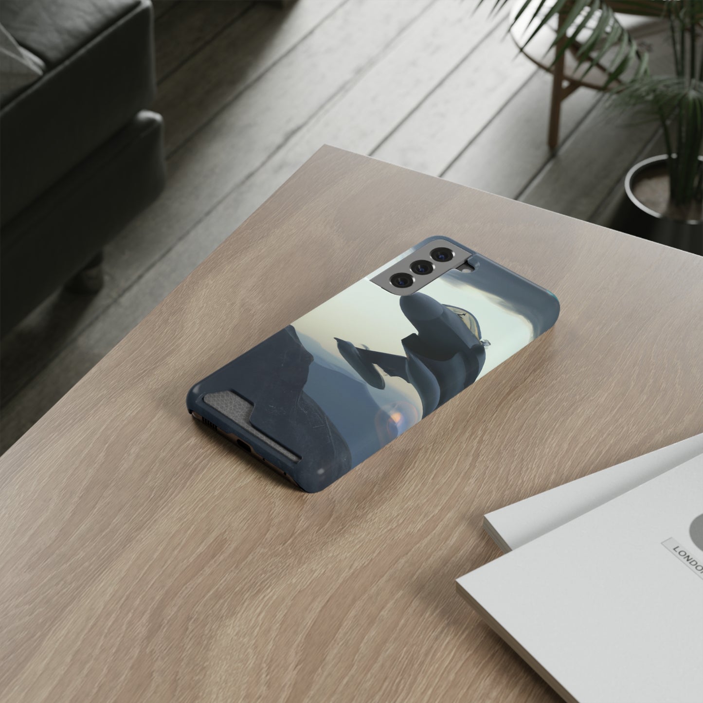 iPhone 13 and Samsung S21, S22 Cases with Card Holder Ft. Fighter Jet