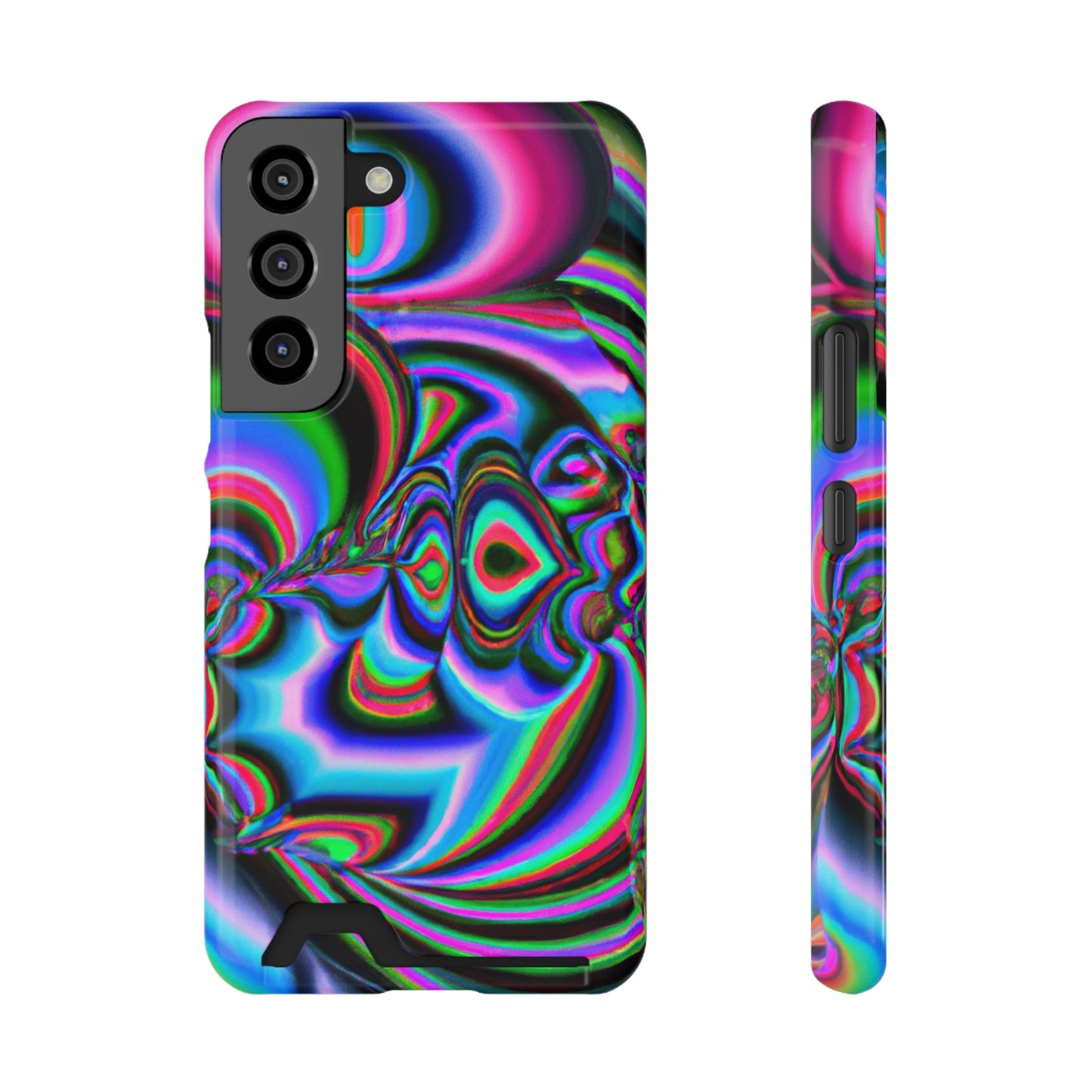 iPhone 13 and Samsung S21, S22 Cases with Card Holder Ft. Abstract Time