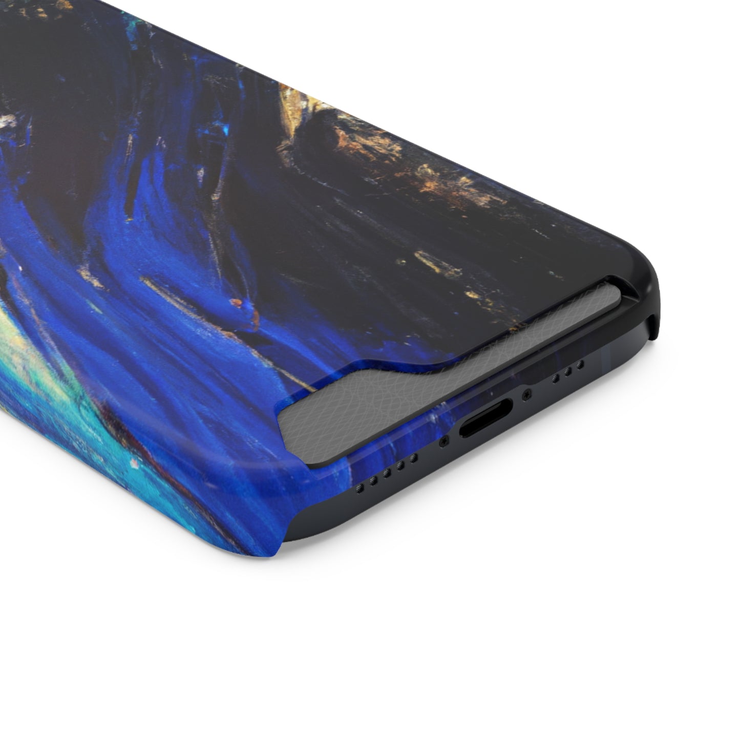 iPhone 13 and Samsung S21, S22 Cases with Card Holder Ft. Acrylic Blue Gold