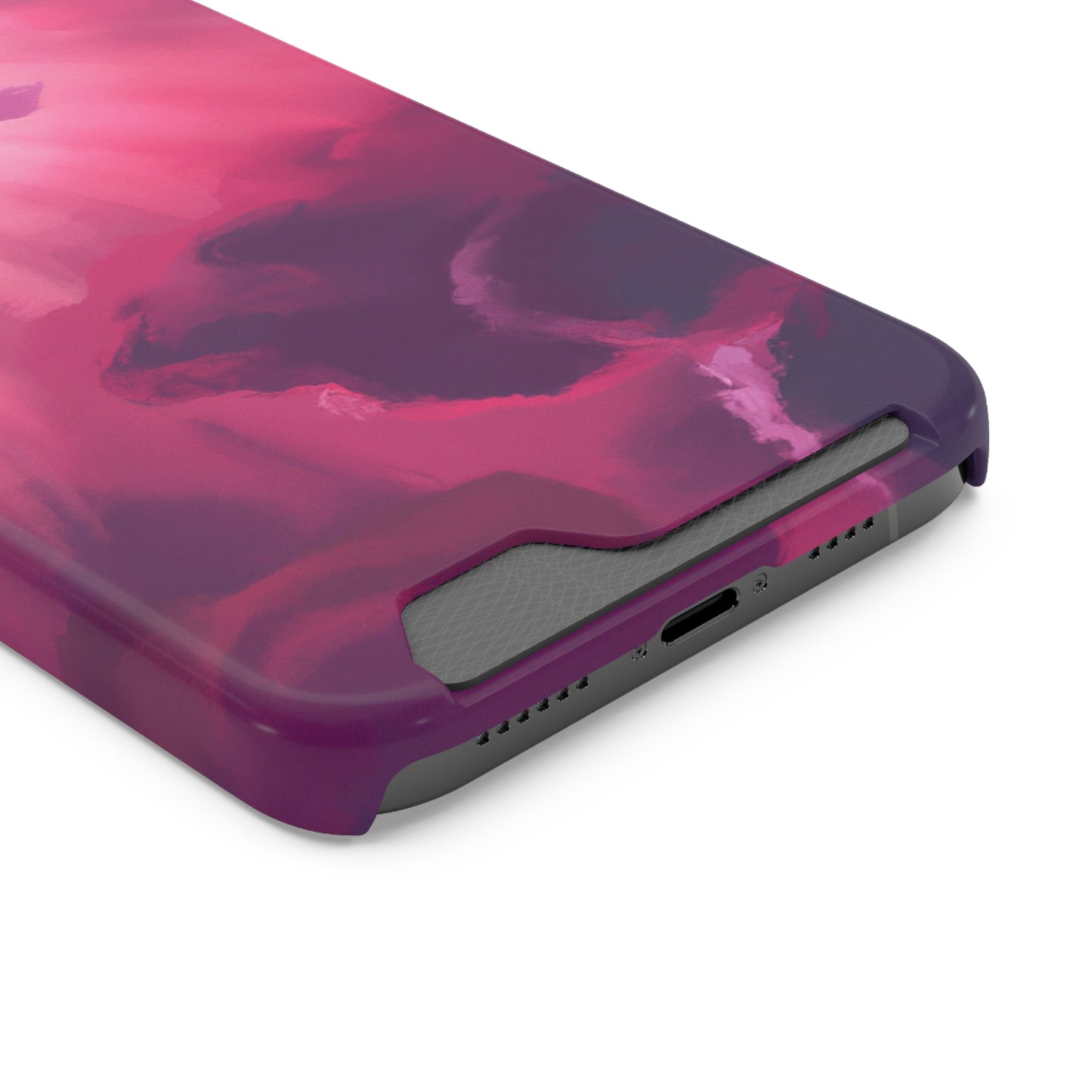 iPhone 13 and Samsung S21, S22 Cases with Card Holder Ft. Abstract Pink Sky