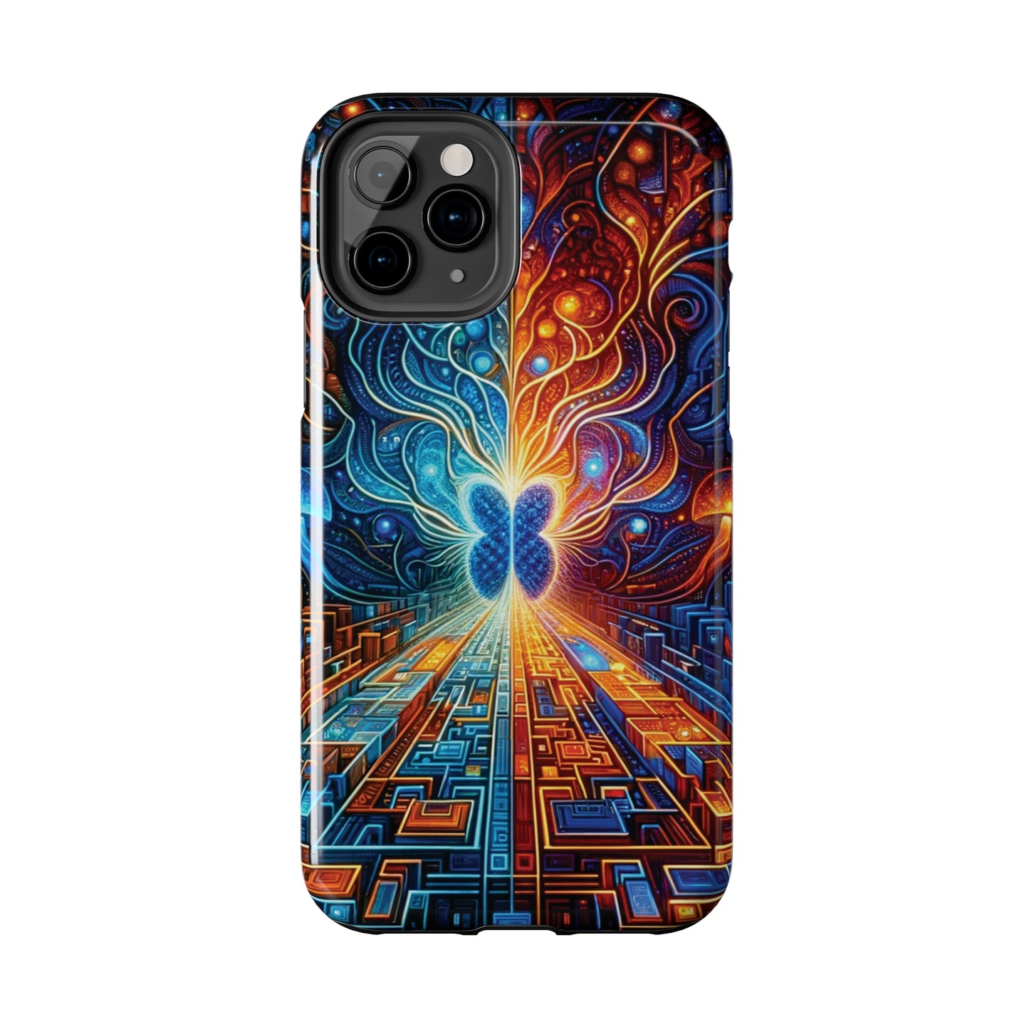 ToughDrop Apple iPhone Case Ft. Cyber Blue Butterfly
