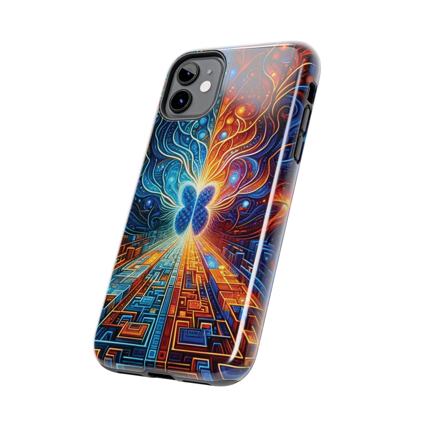 ToughDrop Apple iPhone Case Ft. Cyber Blue Butterfly
