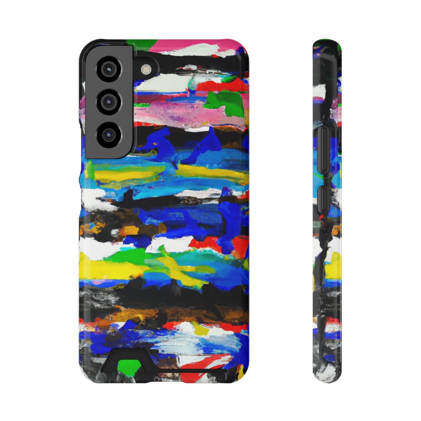 iPhone 13 and Samsung S21, S22 Cases with Card Holder Ft. Abstract Stripes