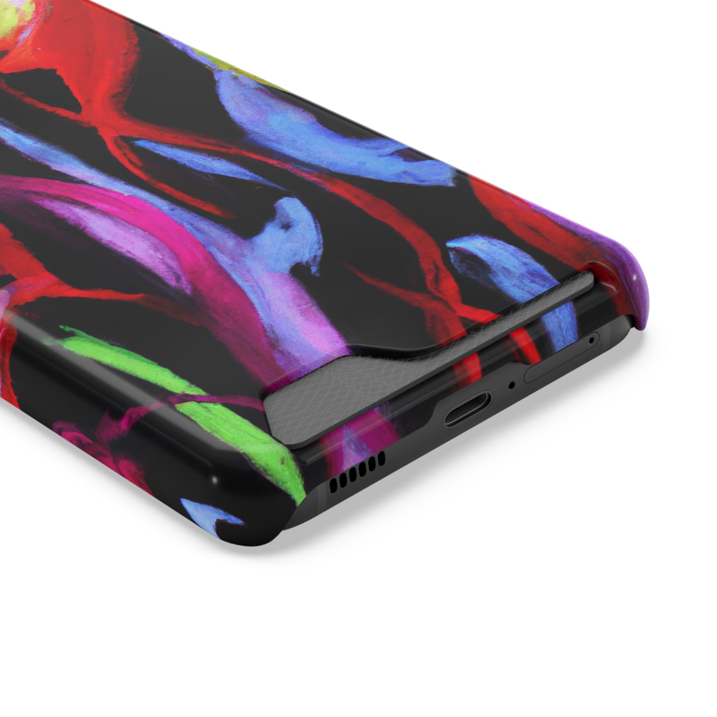 iPhone 13 and Samsung S21, S22 Cases with Card Holder Ft. Abstract Tulips
