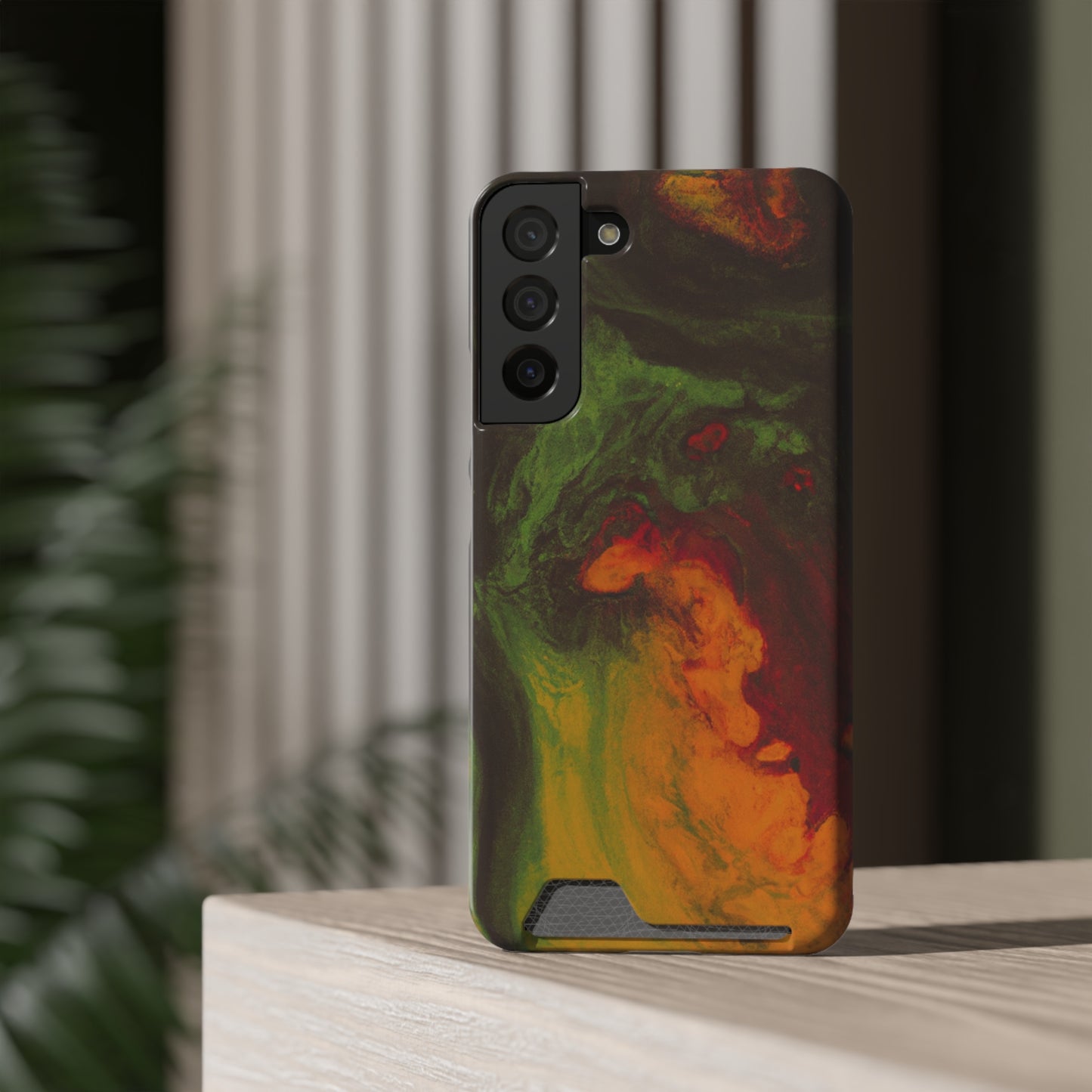 iPhone 13 and Samsung S21, S22 Cases with Card Holder Ft. Abstract Gas Giant