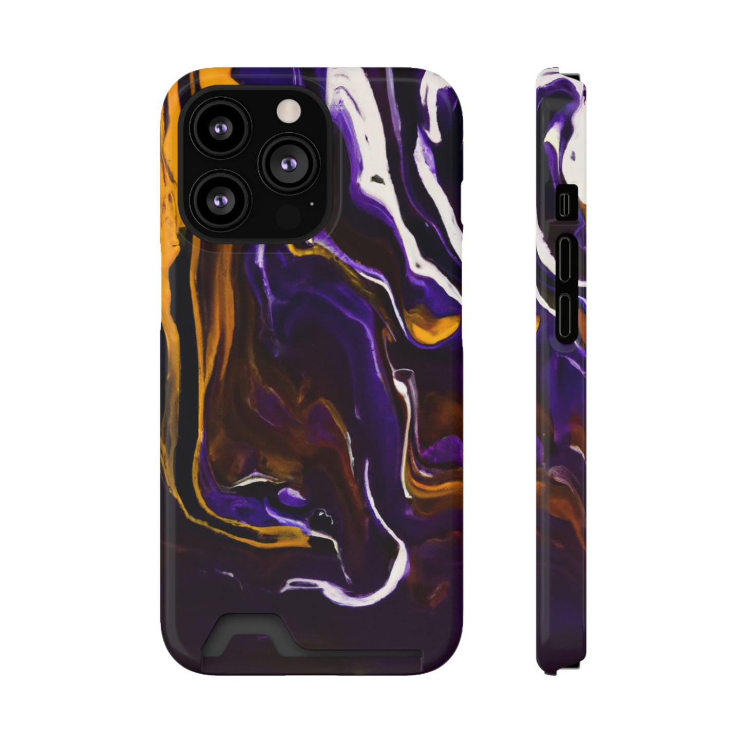 iPhone 13 and Samsung S21, S22 Cases with Card Holder Ft. Purple Tiger Stripes