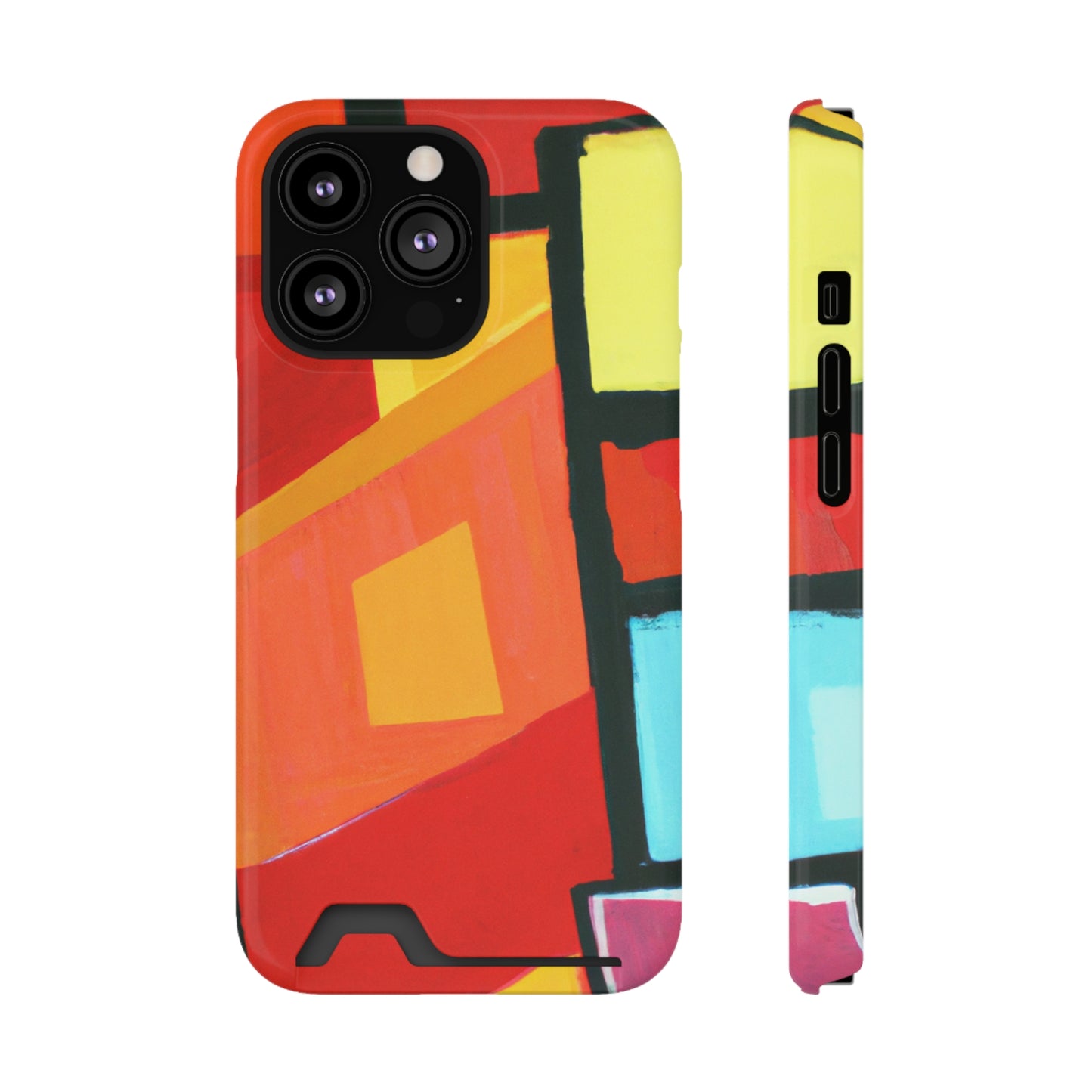 iPhone 13 and Samsung S21, S22 Cases with Card Holder Ft Abstract Panes