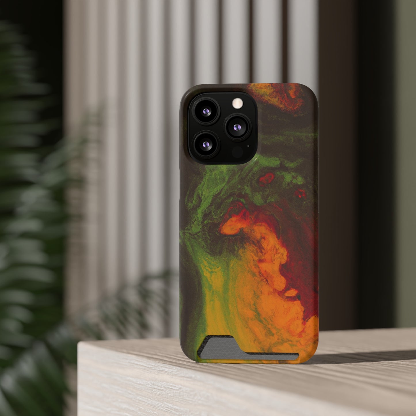 iPhone 13 and Samsung S21, S22 Cases with Card Holder Ft. Abstract Gas Giant