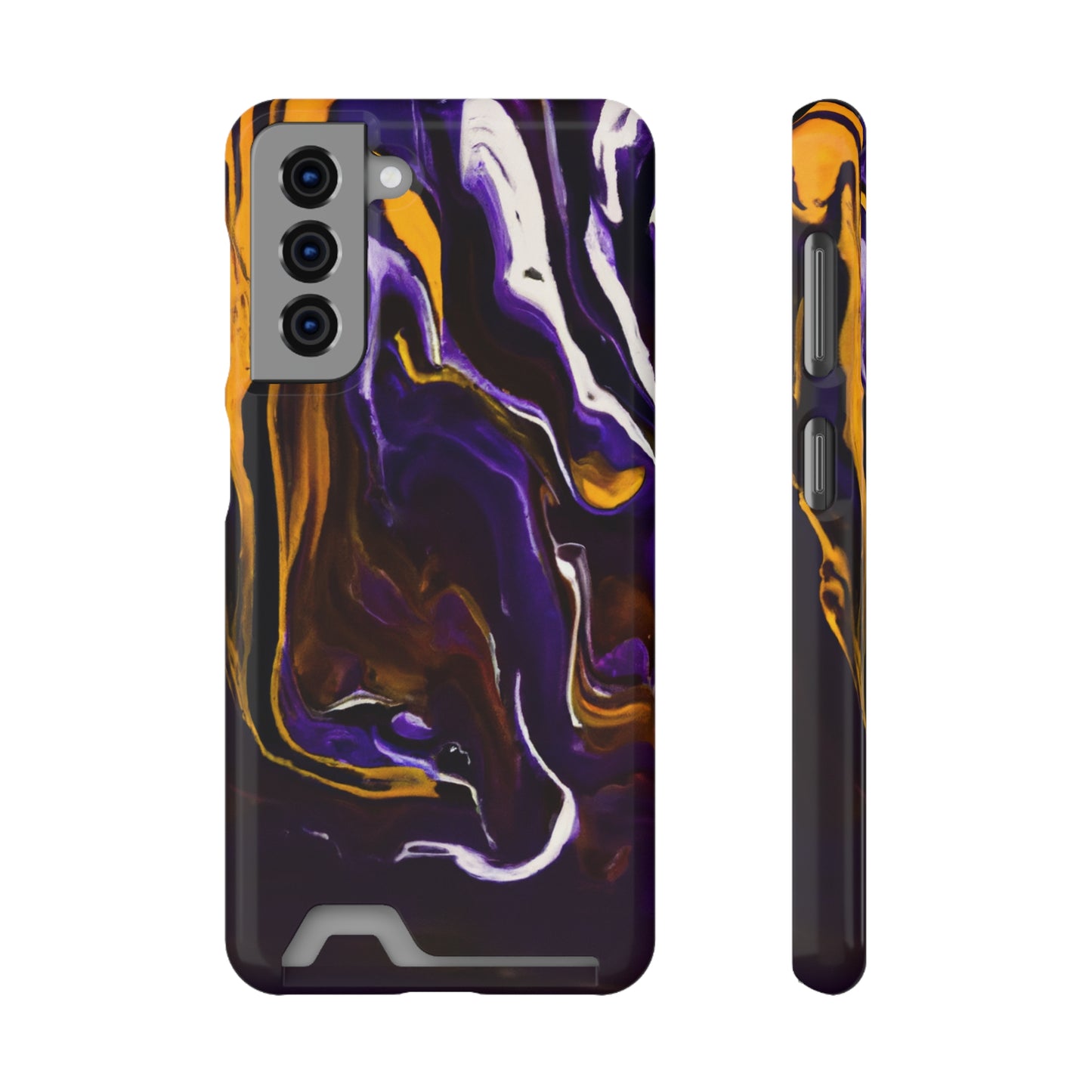 iPhone 13 and Samsung S21, S22 Cases with Card Holder Ft. Purple Tiger Stripes