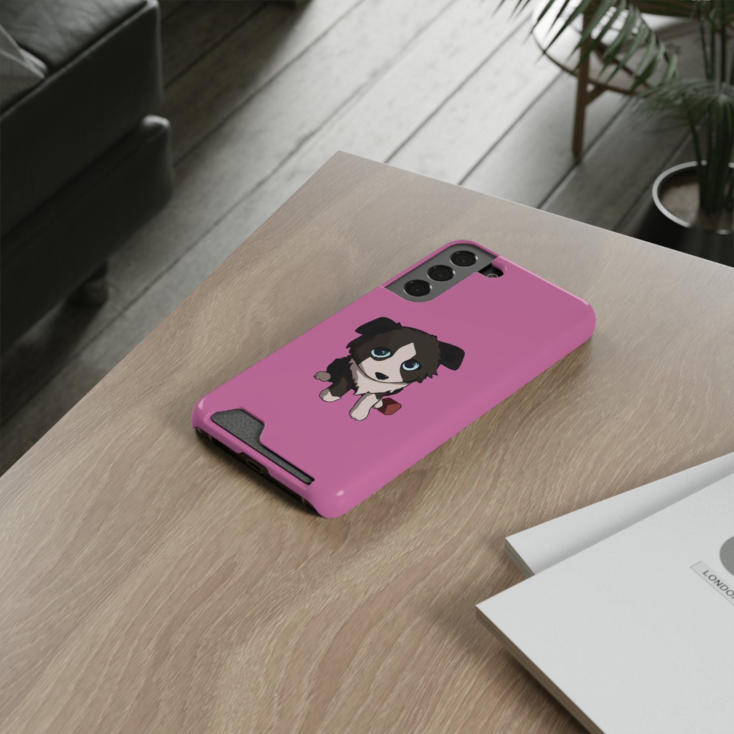 iPhone 13 and Samsung S21, S22 Cases with Card Holder Ft. Cute Pup