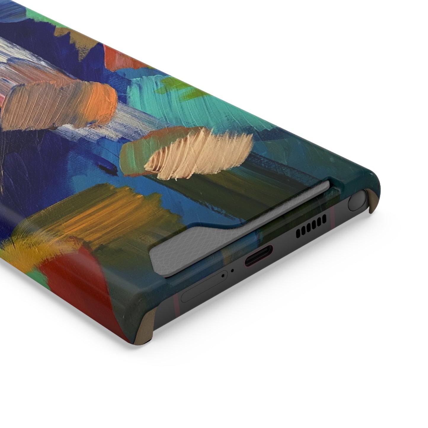 iPhone 13 and Samsung S21, S22 Cases with Card Holder Ft. Abstract Blue