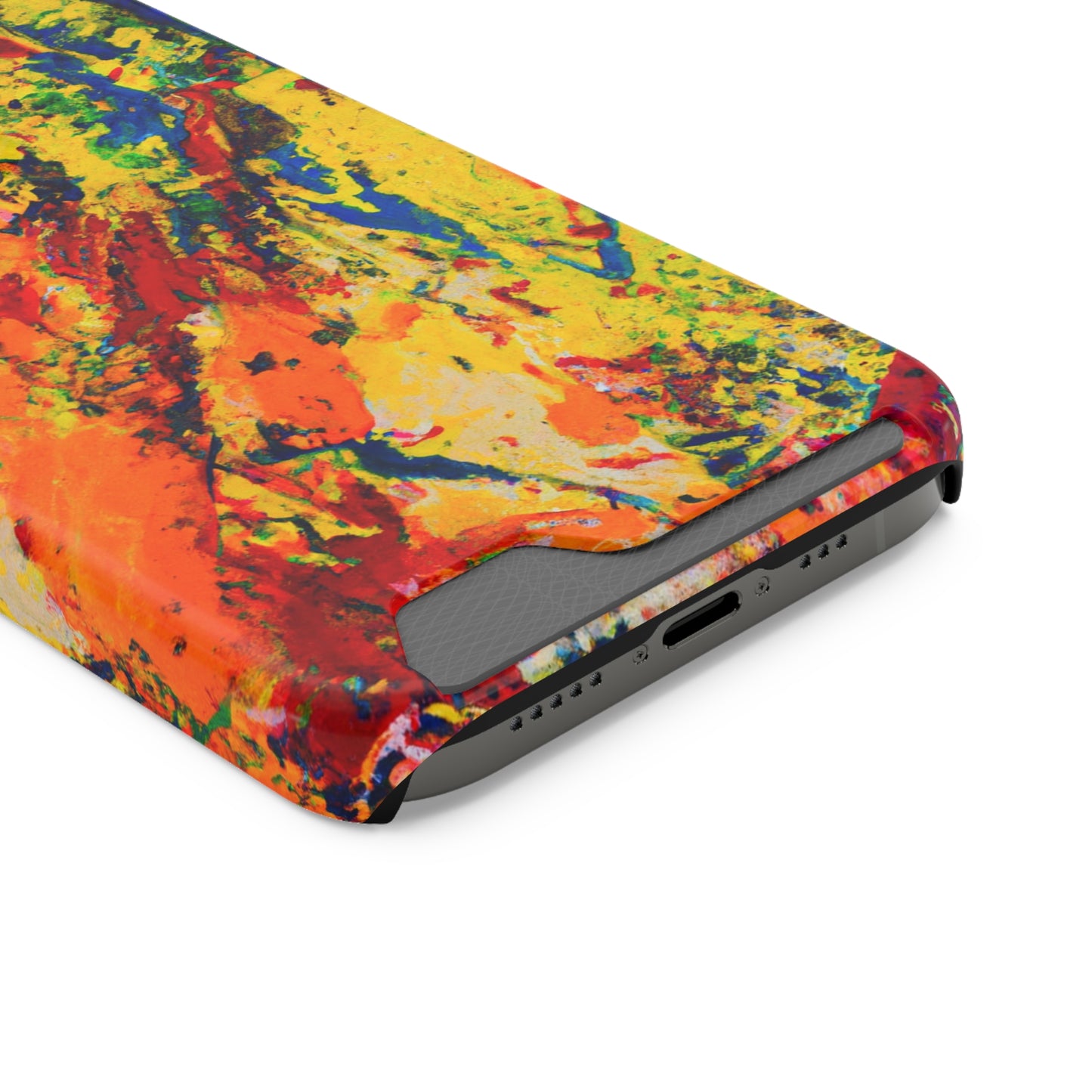 iPhone or Samsung Case with Card Holder Ft. Abstract Yellow Orange