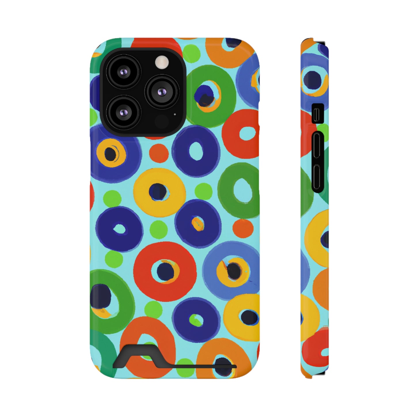 iPhone 13 and Samsung S21, S22 Cases with Card Holder Ft. Vivid Circles