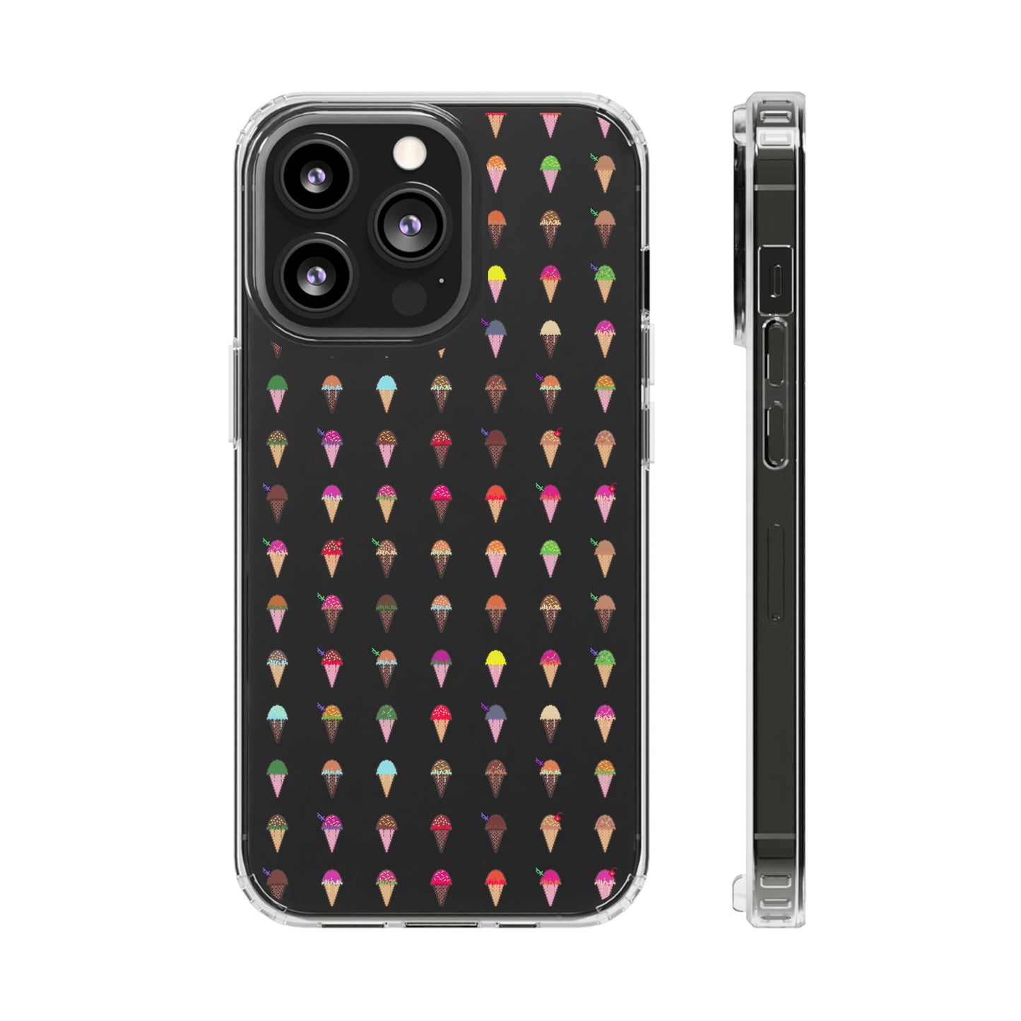 Clear Hard Case for iPhone 1-14 and Samsung S21-S22, Featuring Pixel Cones